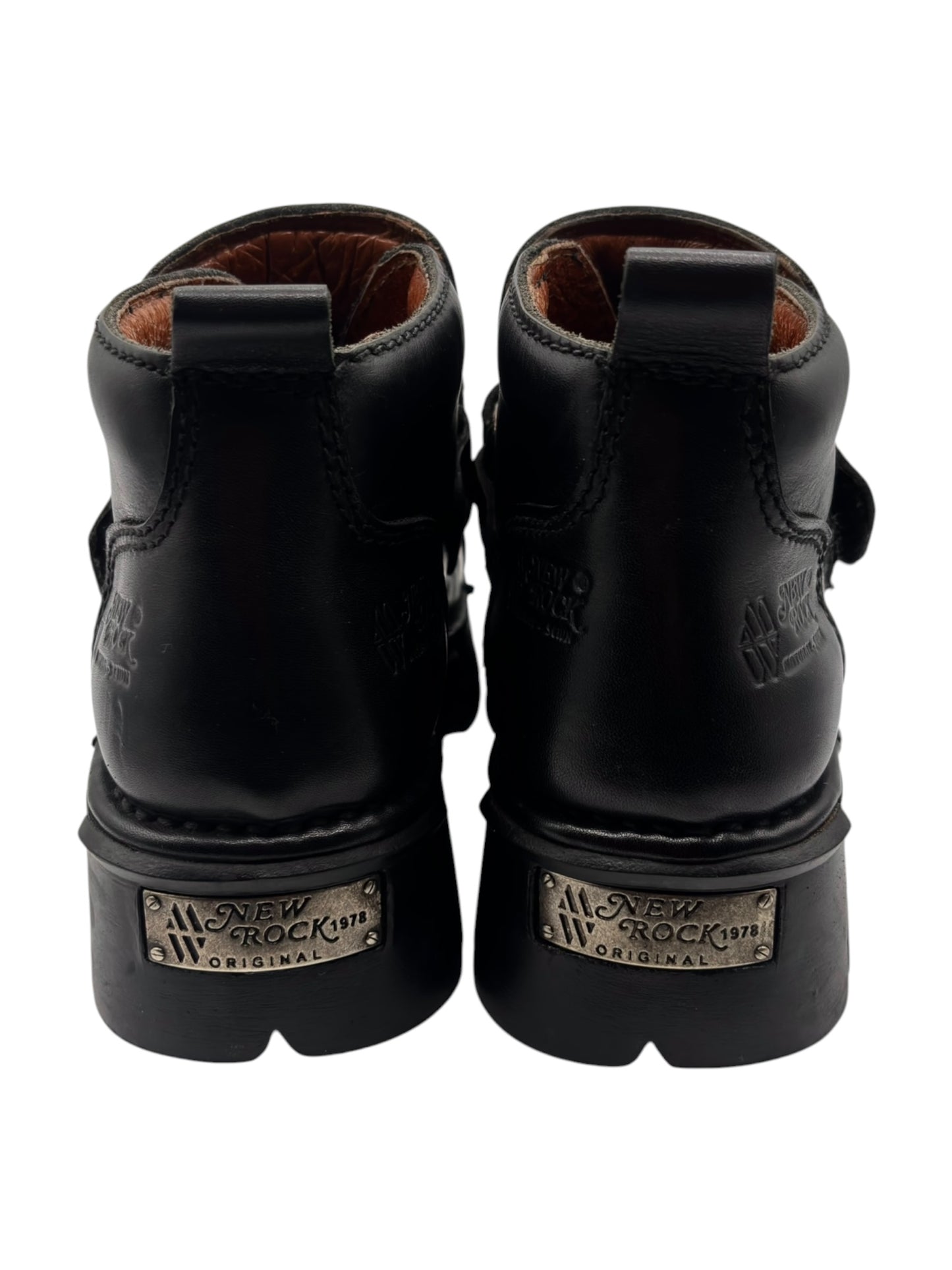 Vintage New Rock leather velcro strap platform boots