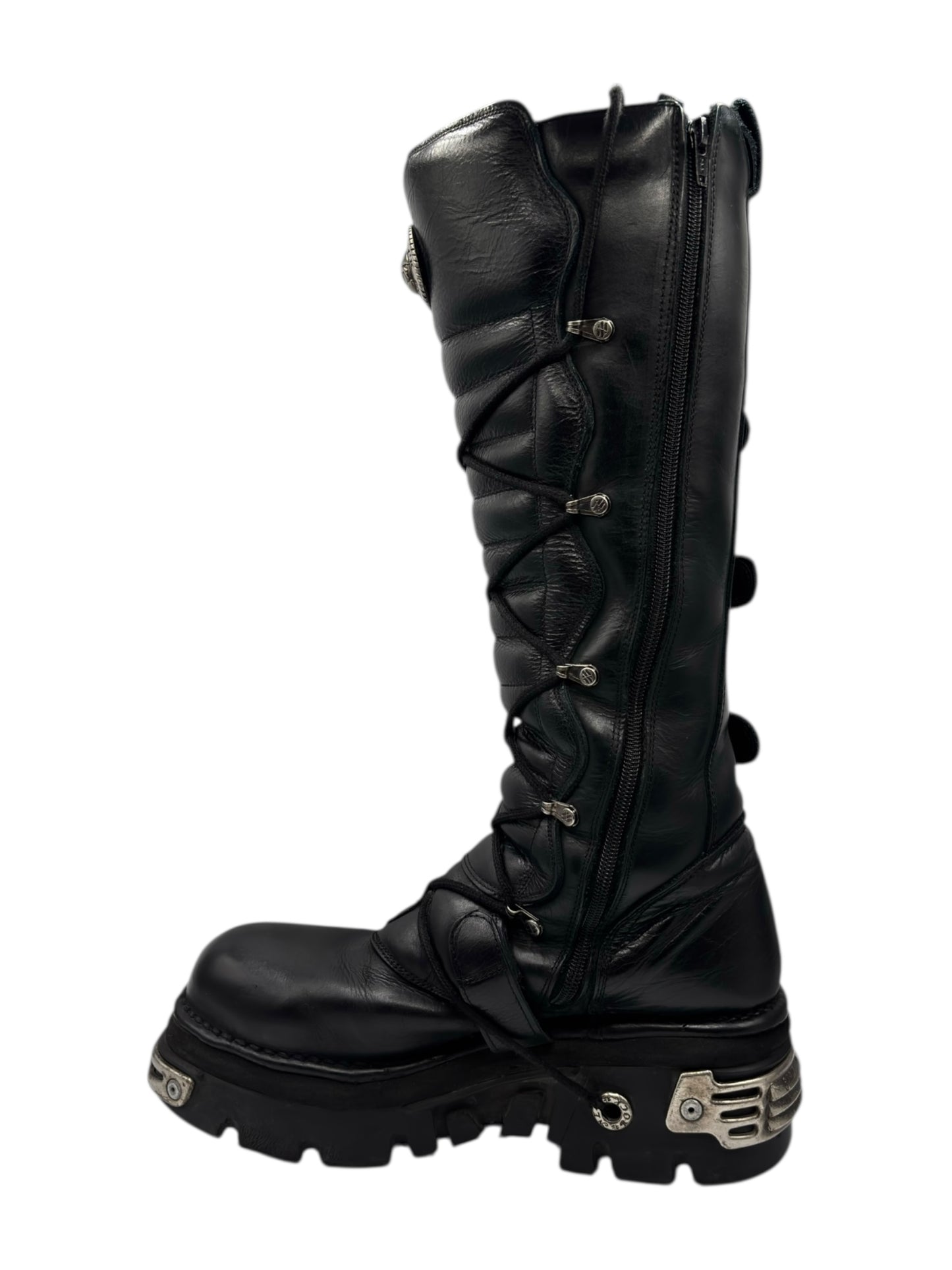 Vintage New Rock knee high reactor leather boots size 44