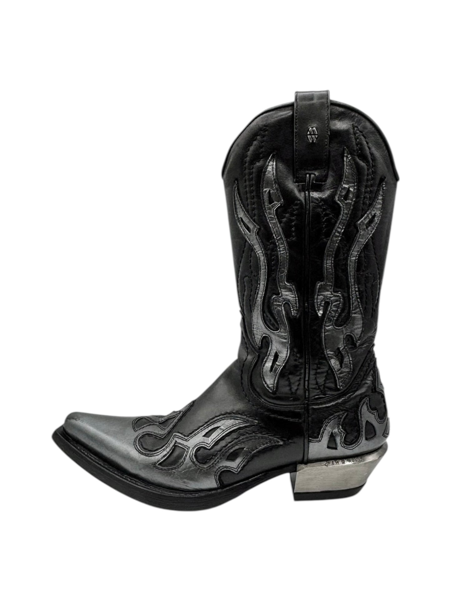 Beautiful vintage New Rock grey flame leather cowboy boots size 41