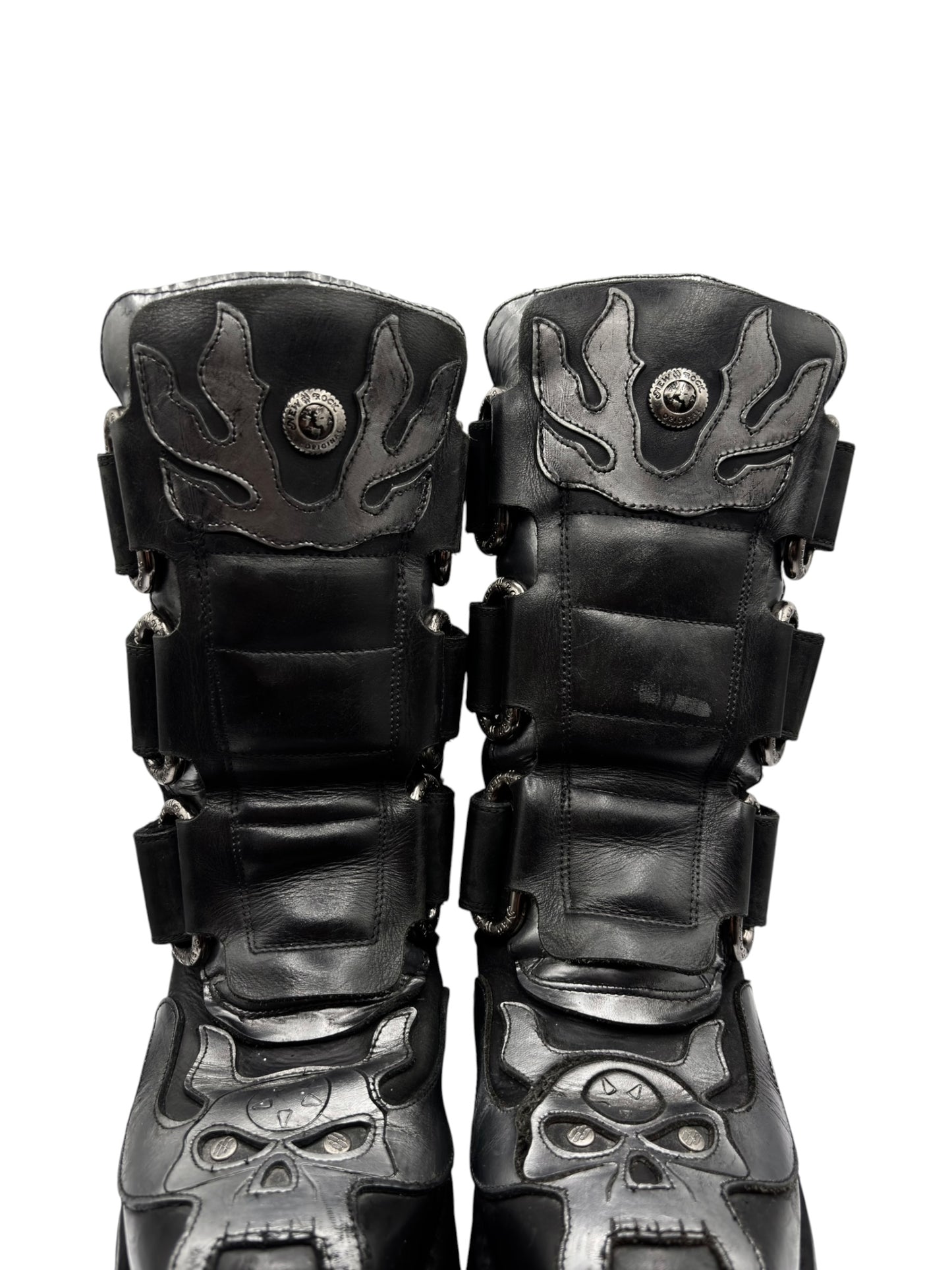 Vintage New Rock mid-calf grey demon reactor leather boots