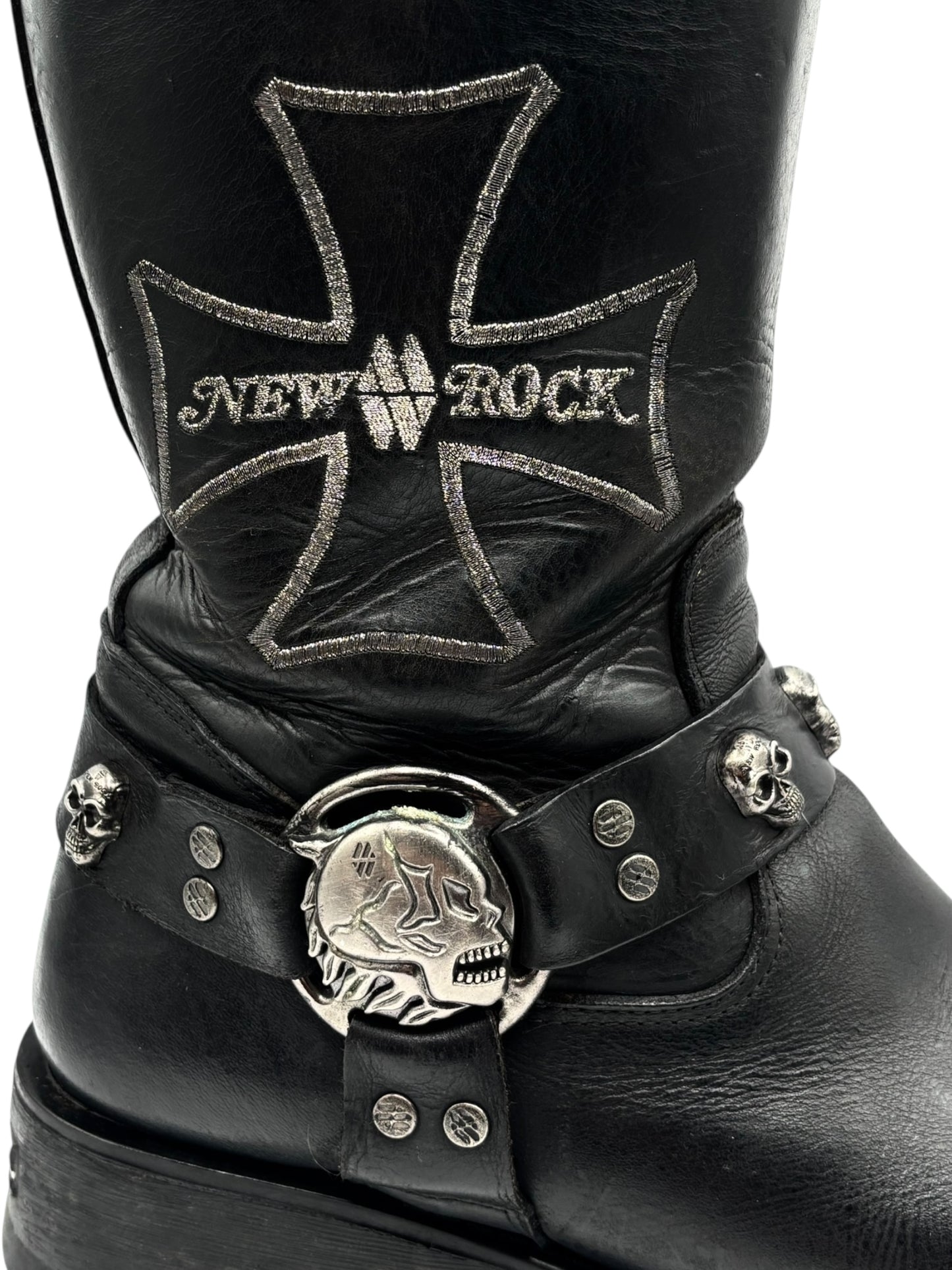 Vintage New Rock leather biker boots size 44