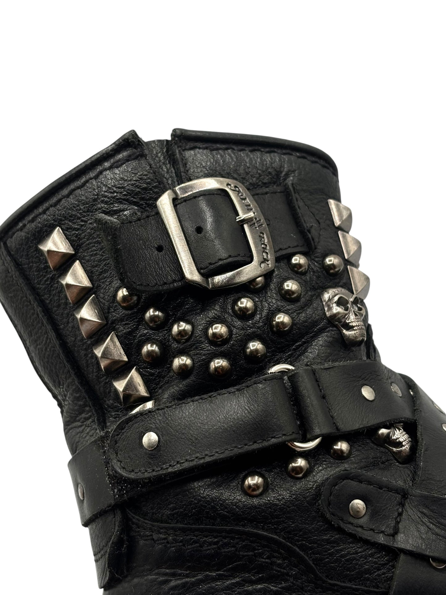 Vintage New Rock leather studded strap biker boots