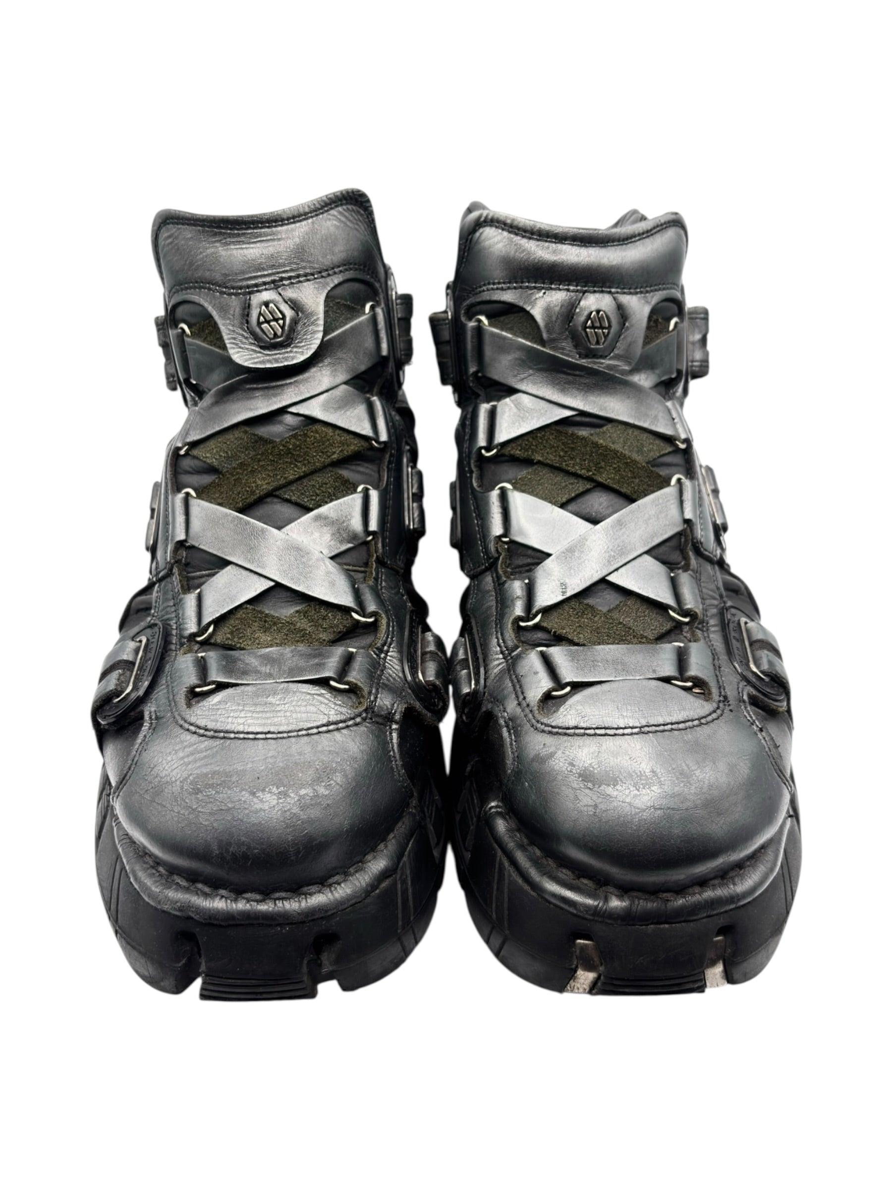Vintage New Rock grey trailer platform boots size 45