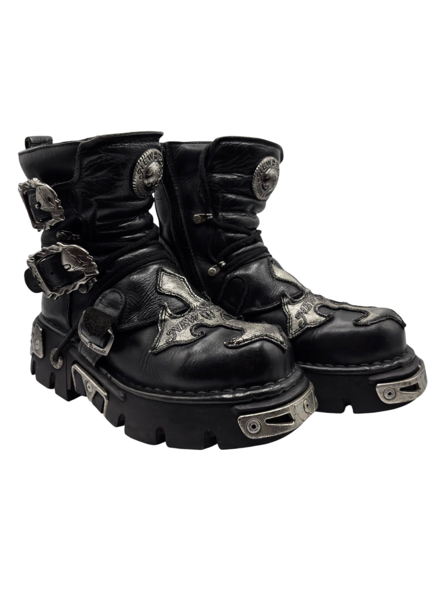 Vintage New Rock lace-up reactor leather platform boots