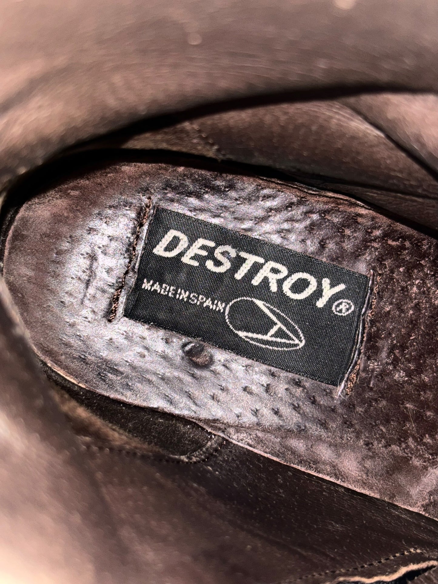 Vintage Destroy black block platform leather boots