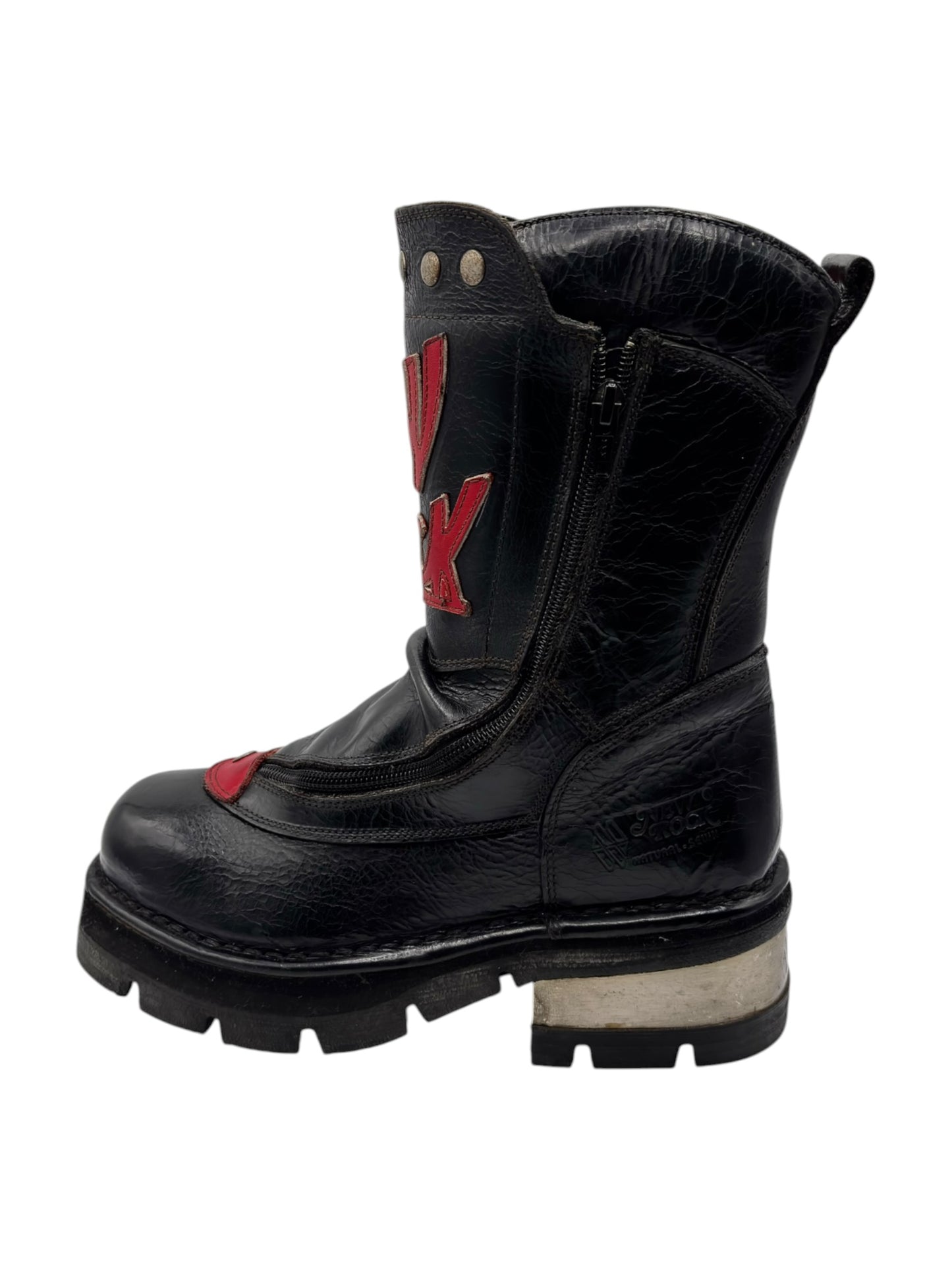 Vintage New Rock raised-heel mid-calf leather boots