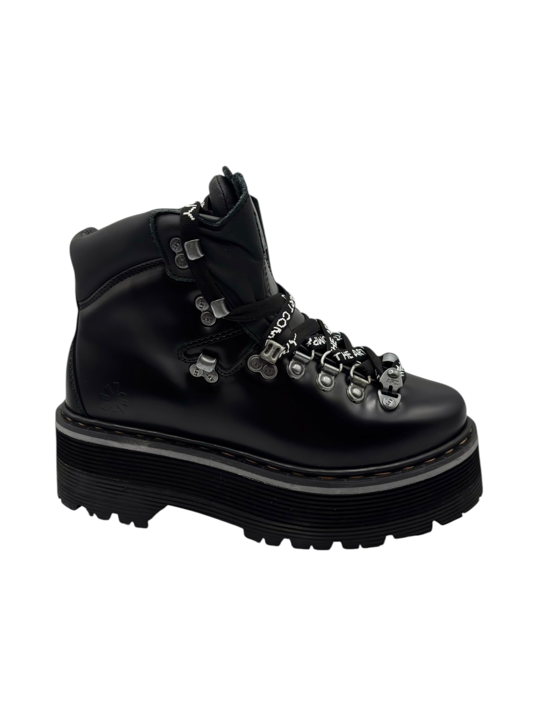 Vintage ART black leather platform boots size 39