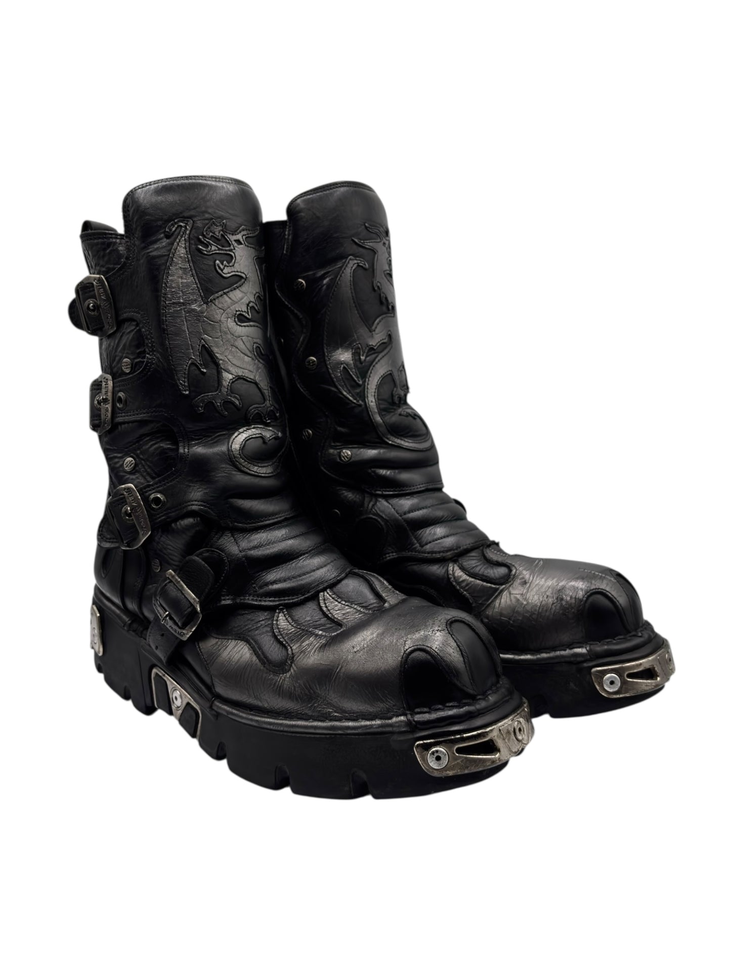 Vintage New Rock grey flame dragon reactor boots size 44