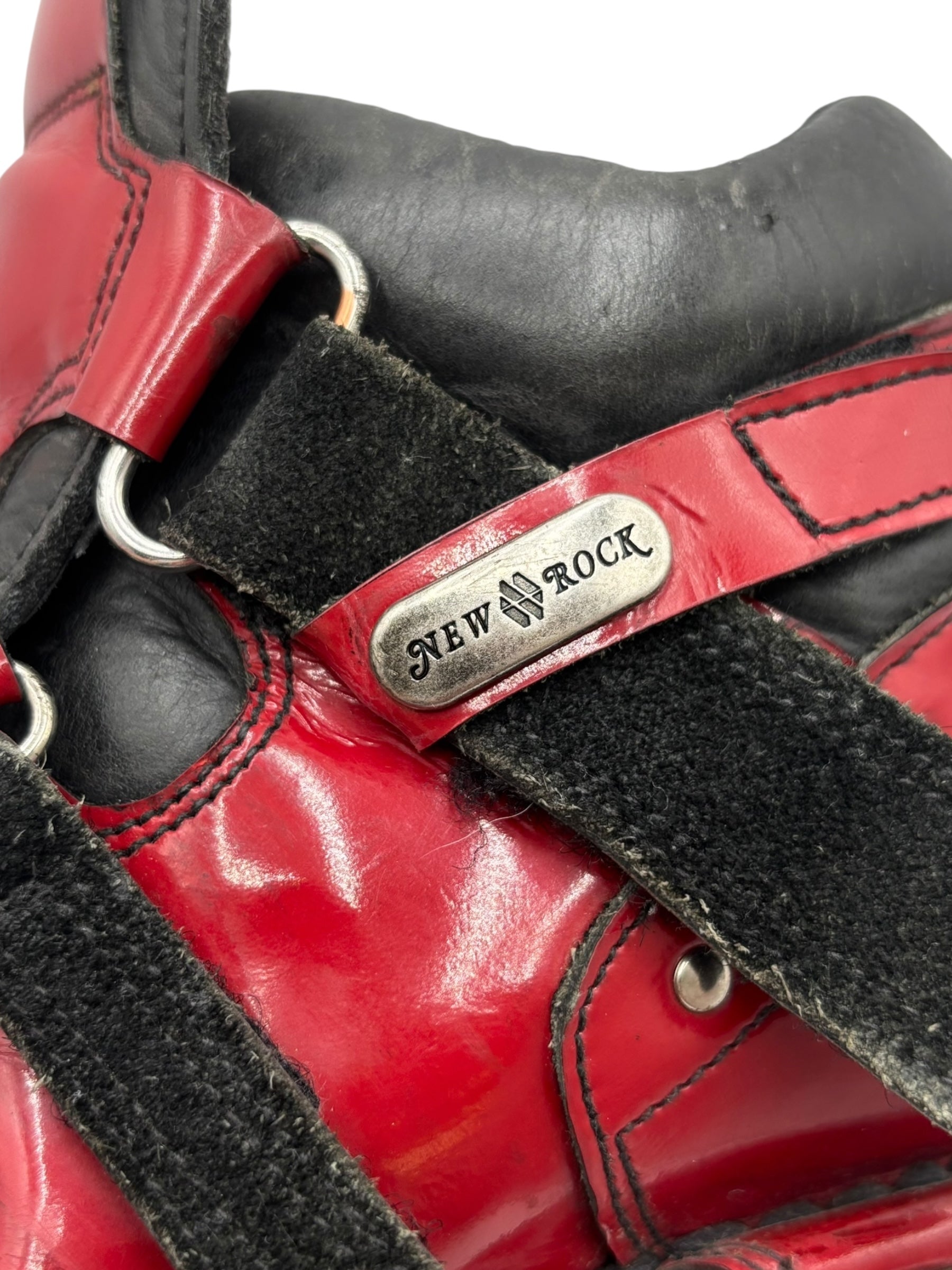 Vintage New Rock black and red leather heels size 37