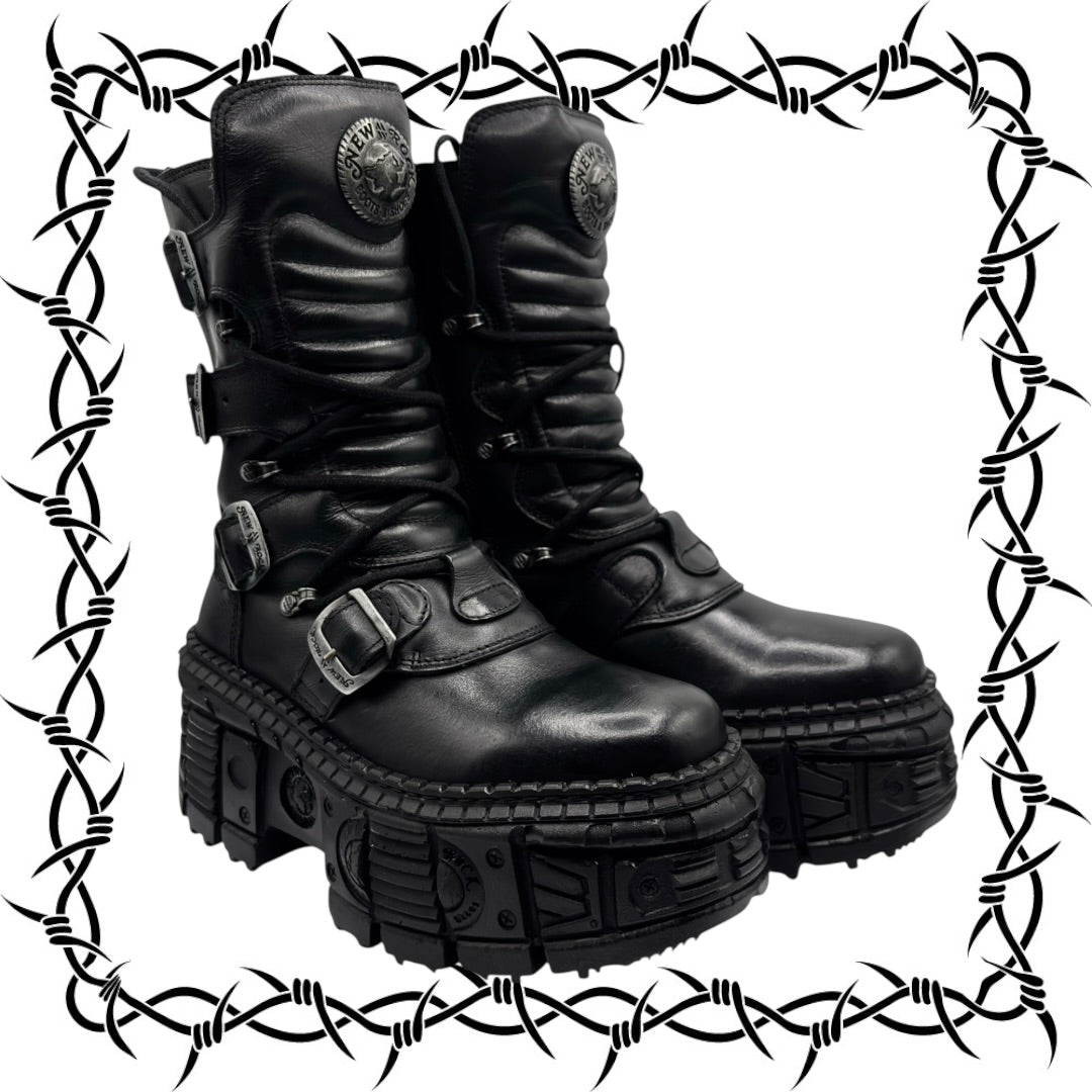 New Rock mid-calf techno platform boots size 39