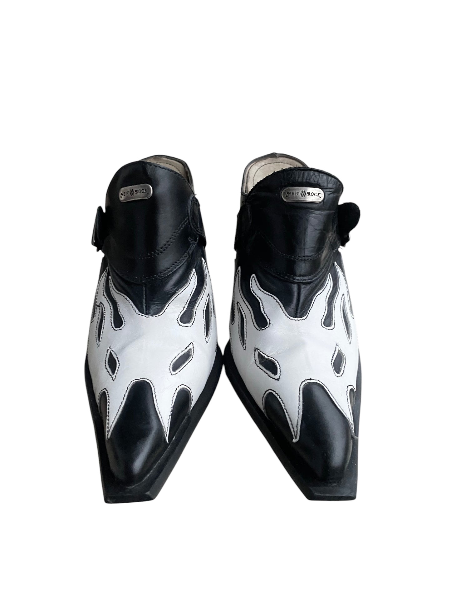 Vintage New Rock white flame pointy heels size 36