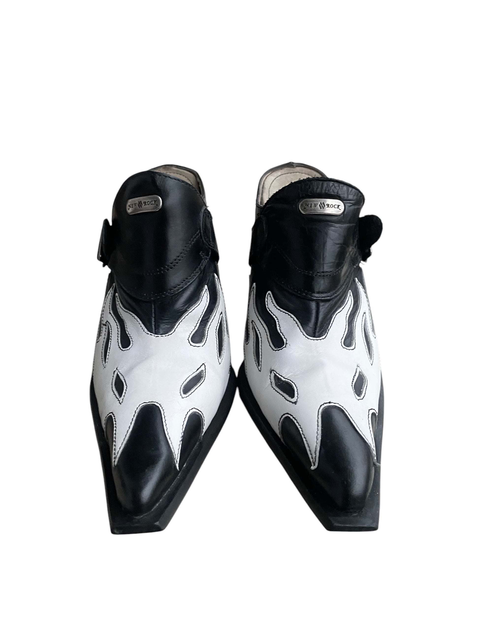 Vintage New Rock white flame pointy heels size 36
