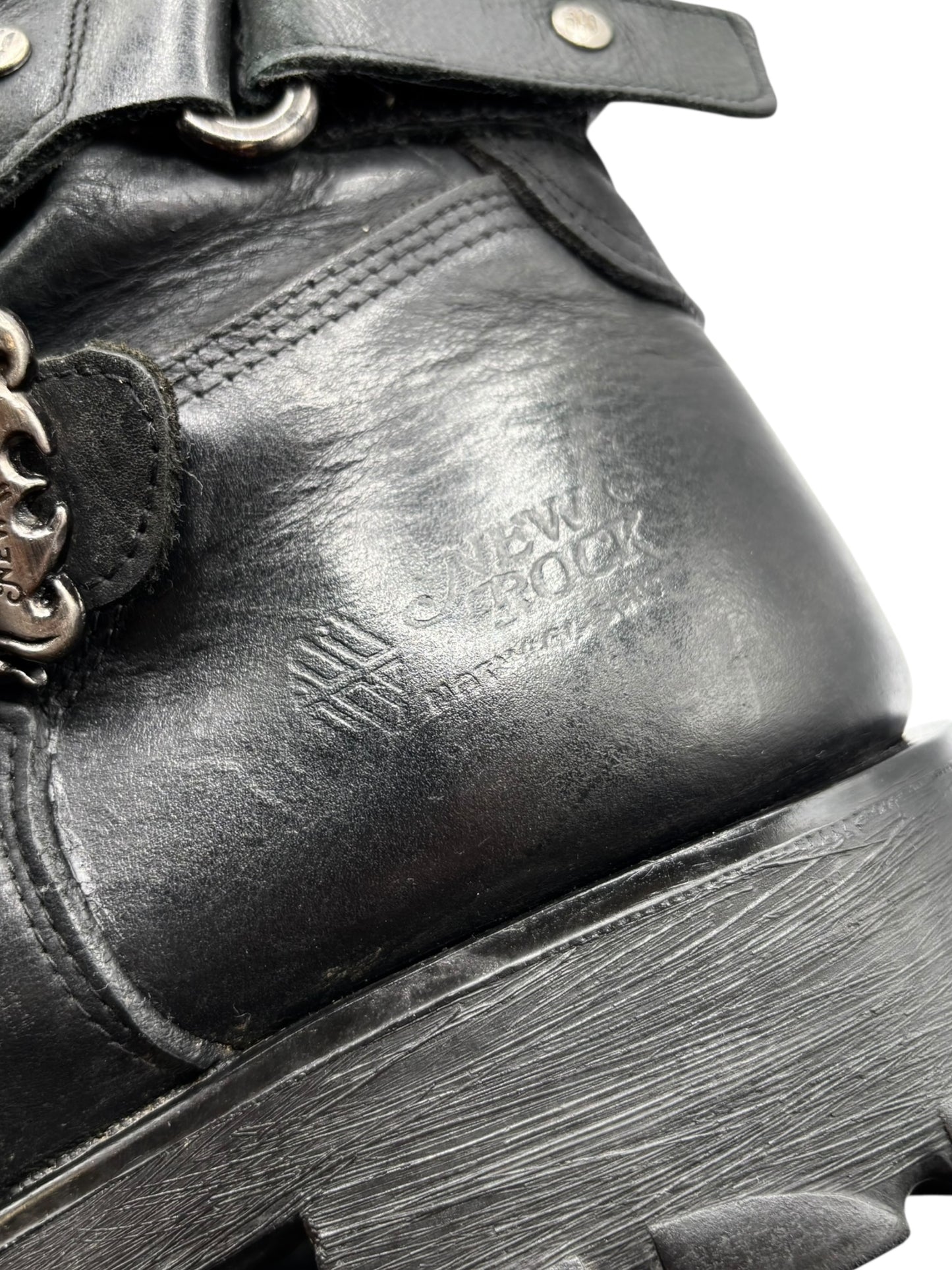 Vintage New Rock leather biker boots size 45