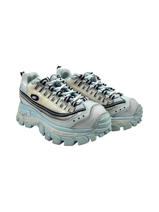 Light blue and off-white lace-up sneakers with chunky sole