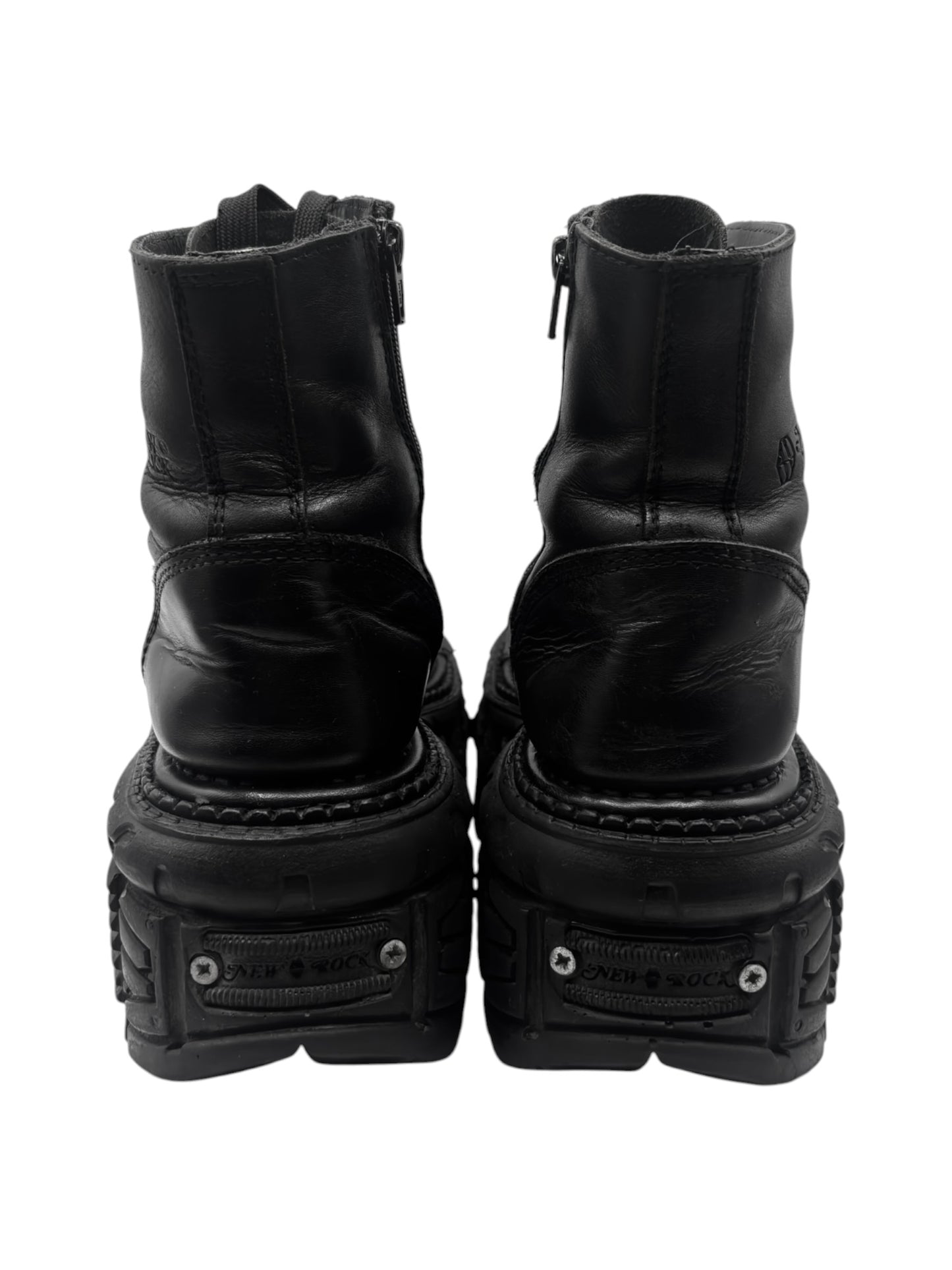 New Rock techno lace-up leather platform boots