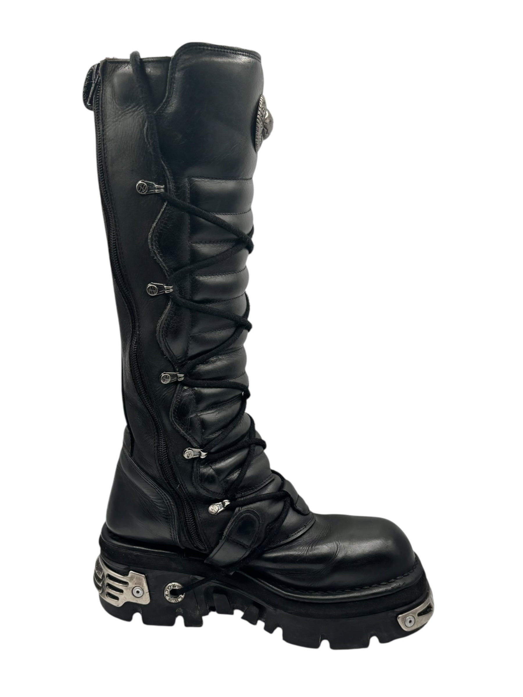 Vintage New Rock knee high reactor leather boots size 42