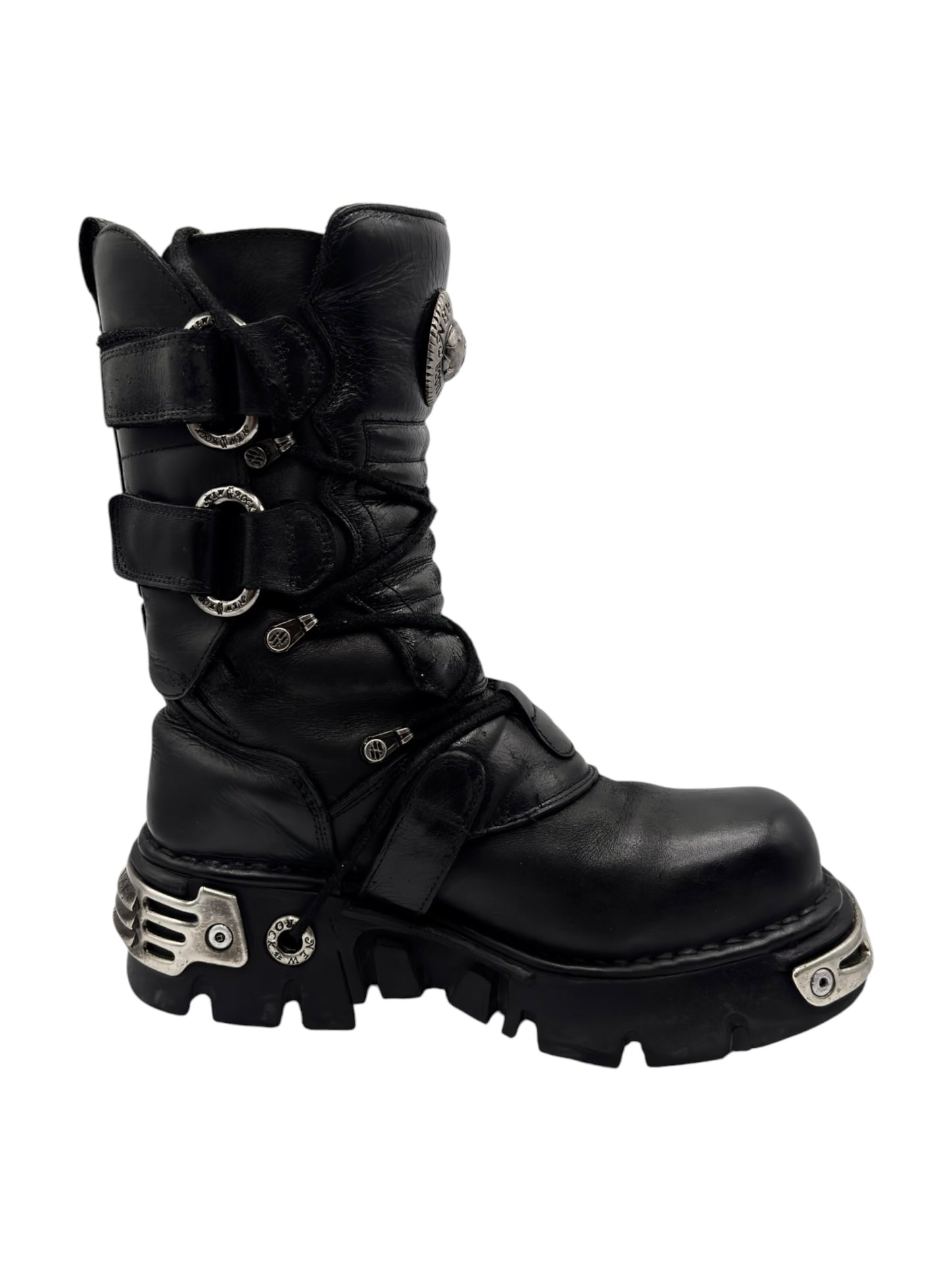 Vintage New Rock reactor mid-calf leather boots
