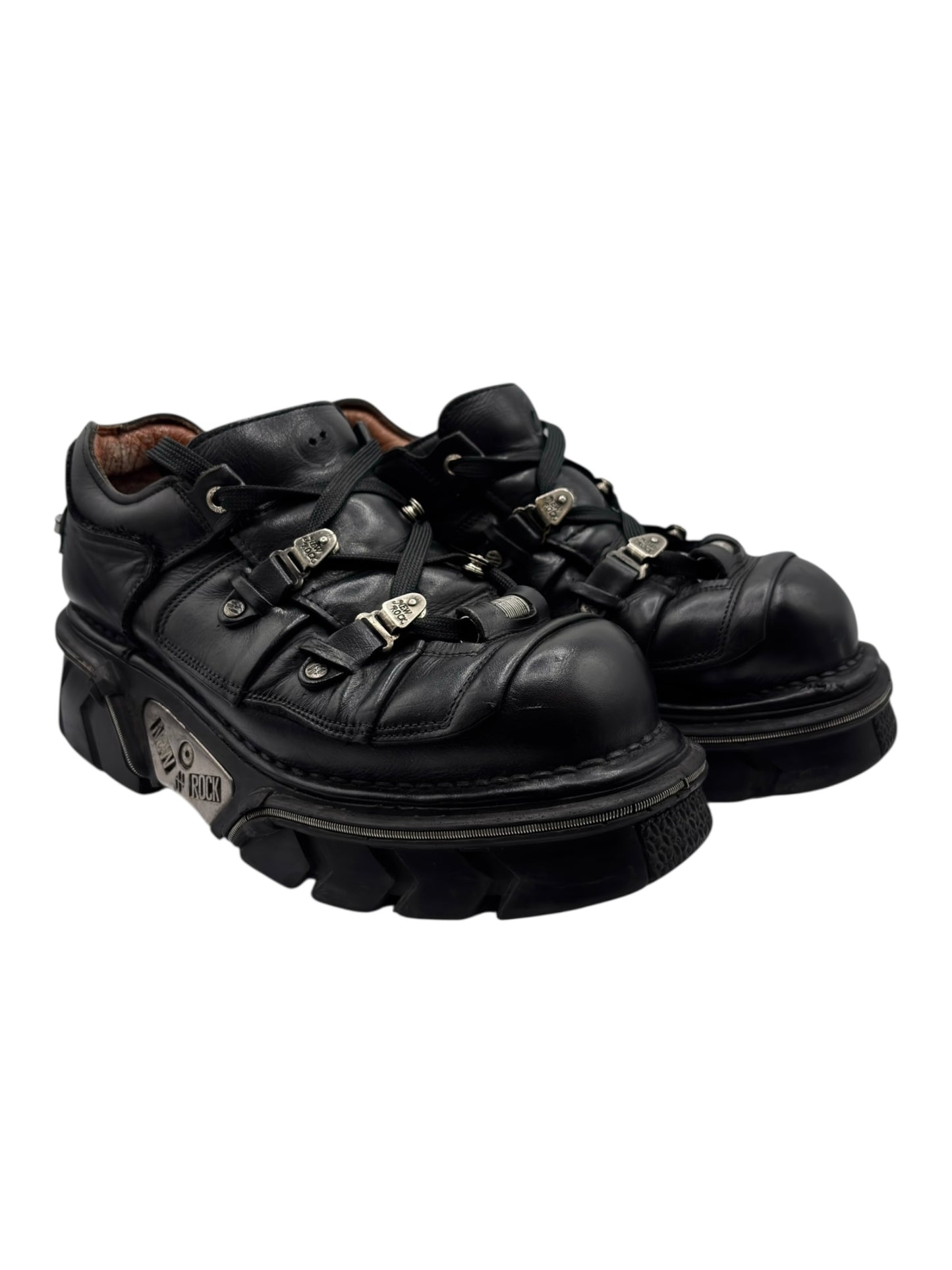 Vintage New Rock avant garde lace-up leather platform boots size 42