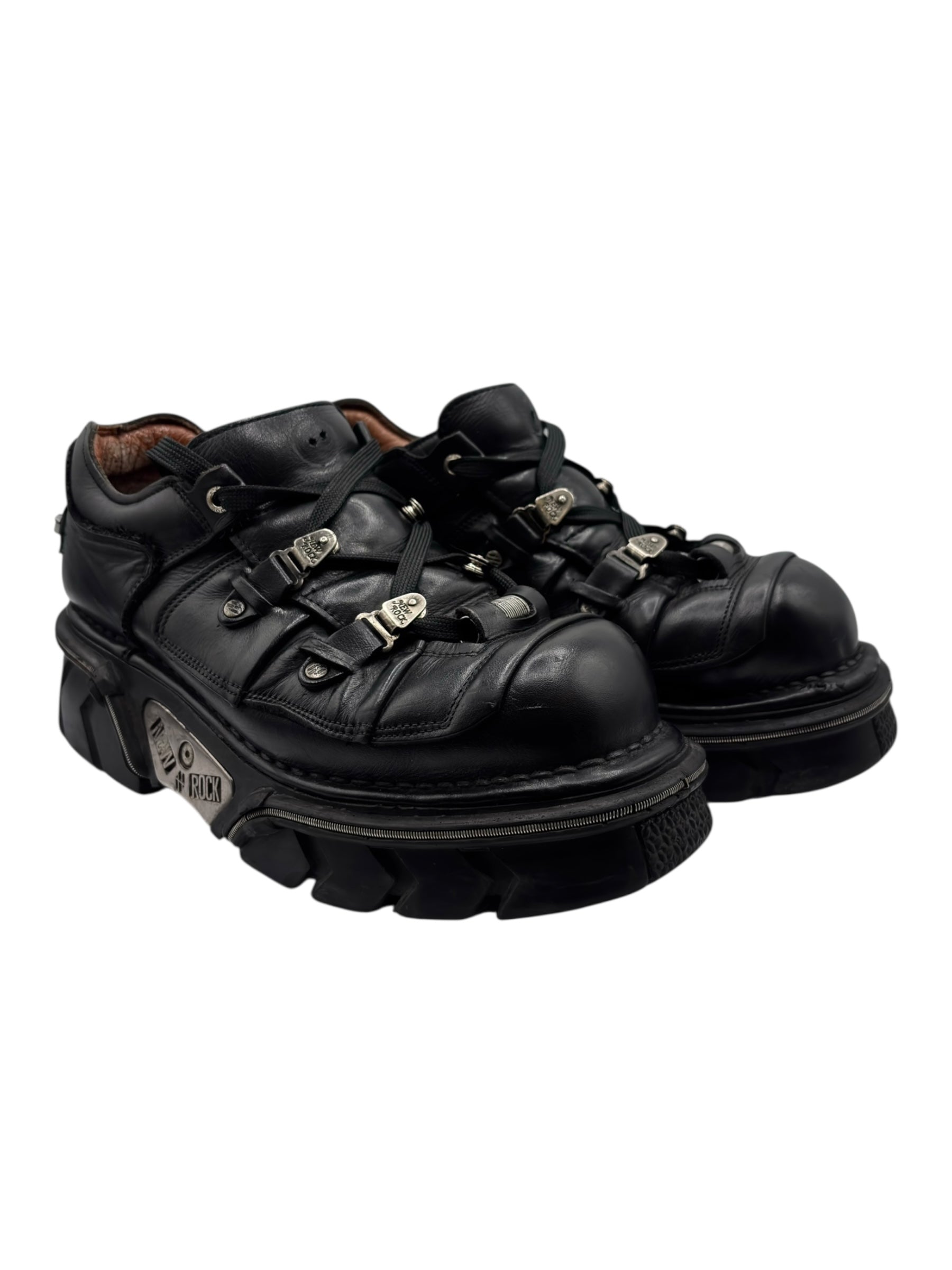 Vintage New Rock avant garde lace-up leather platform boots size 42