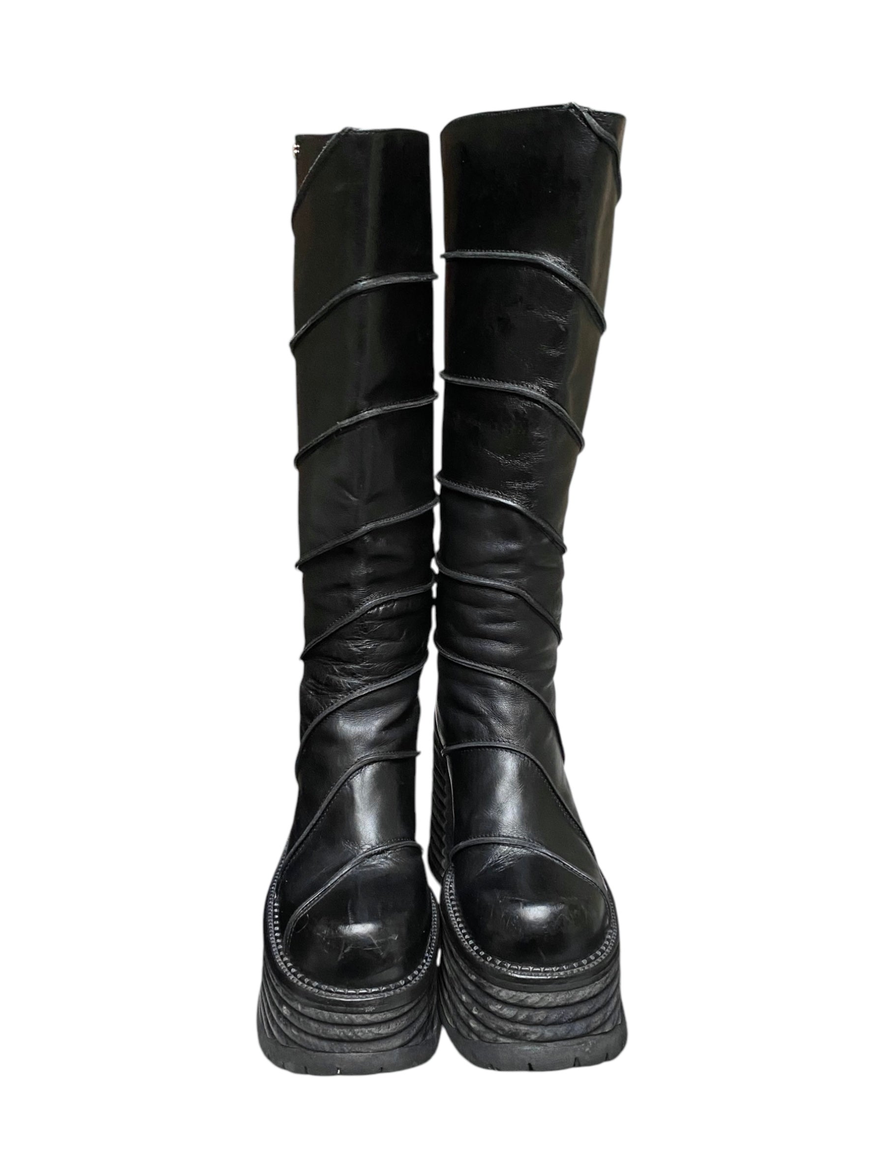 Vintage El Dantes block platform leather boots size 37