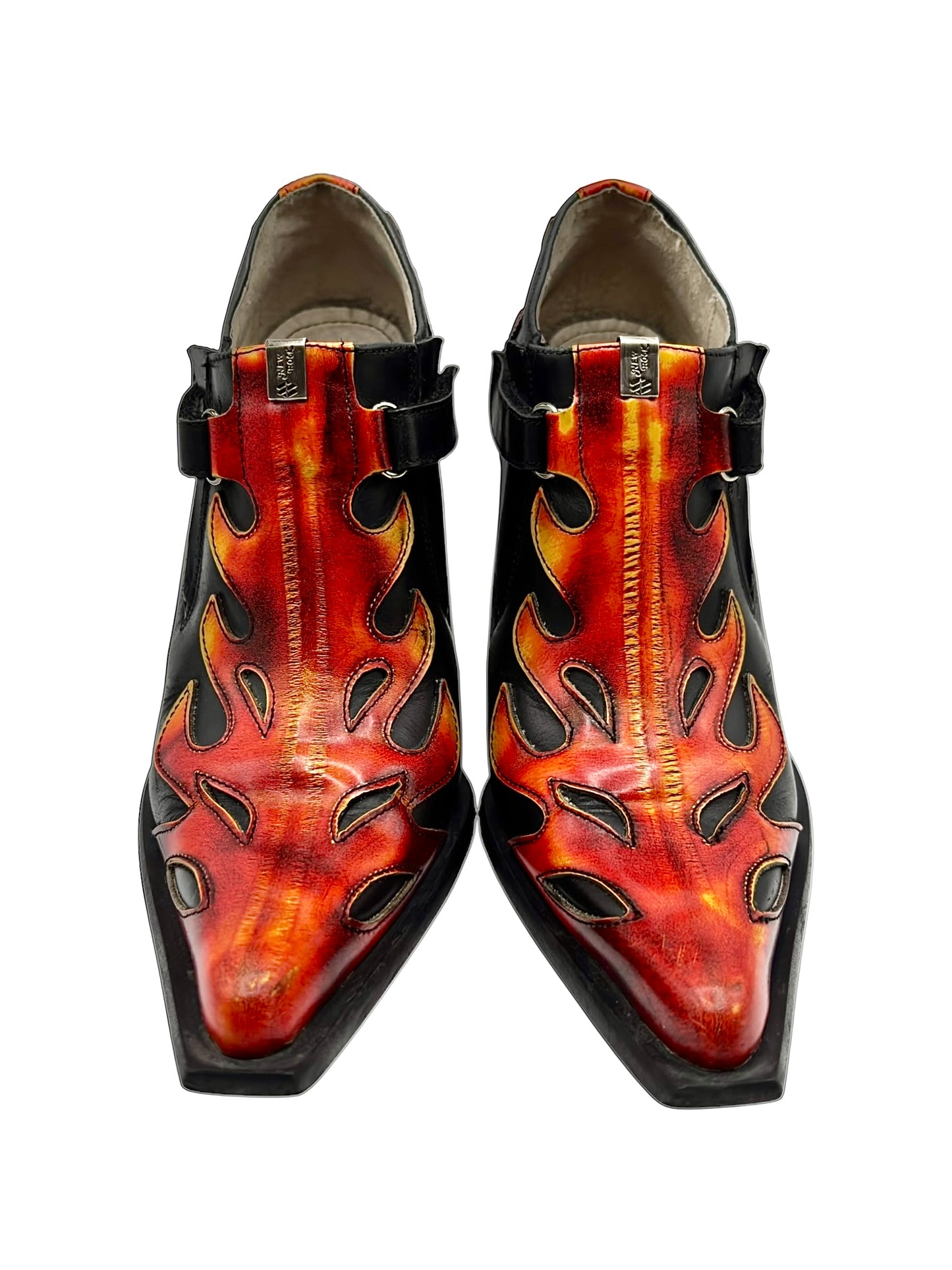 Vintage New Rock leather flame heels size 37