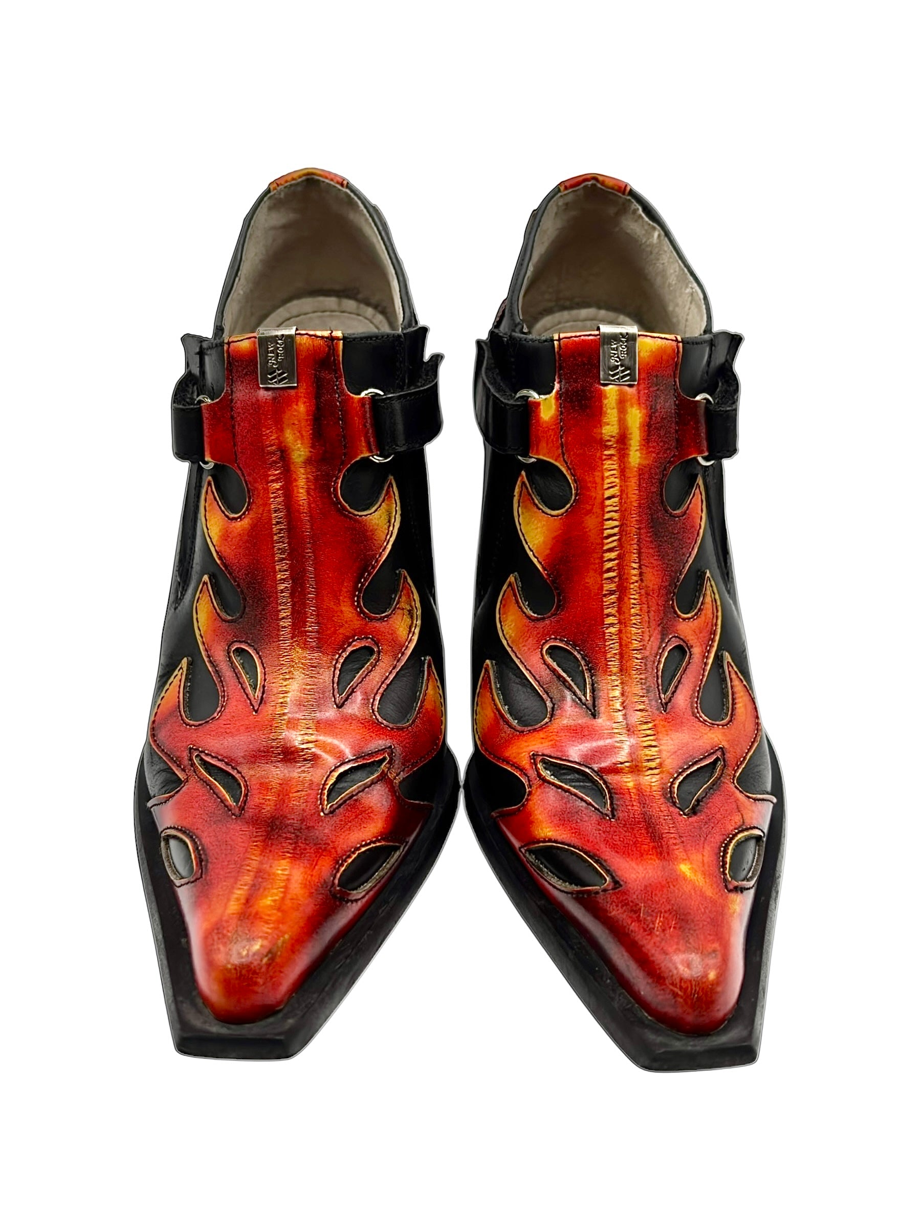 Vintage New Rock leather flame heels size 37