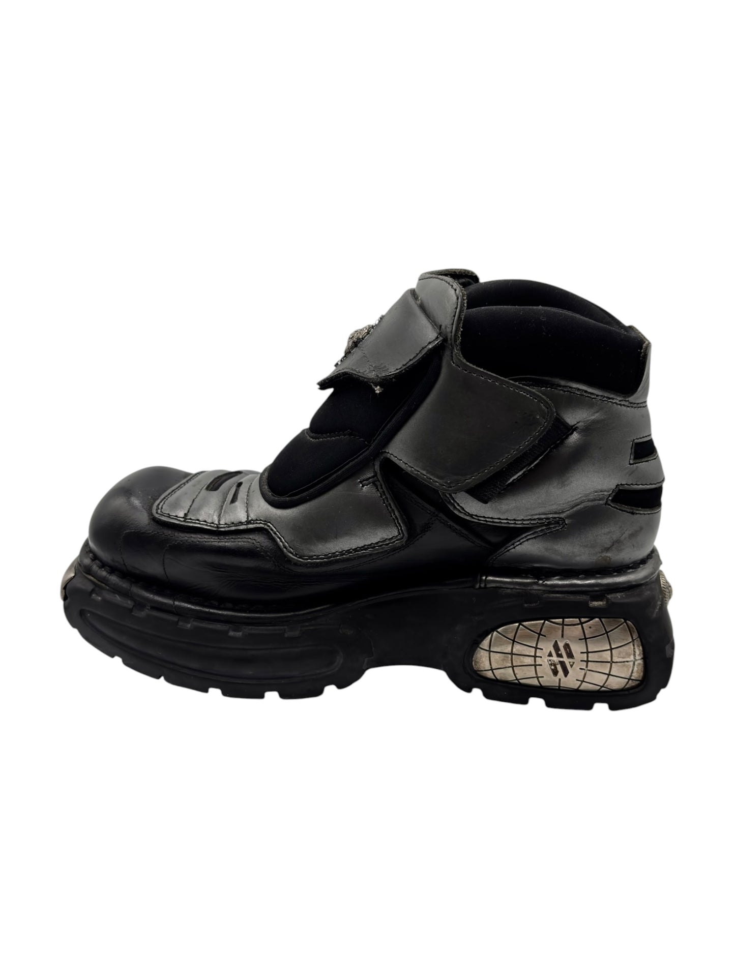 Vintage New Rock atom black leather platform boots