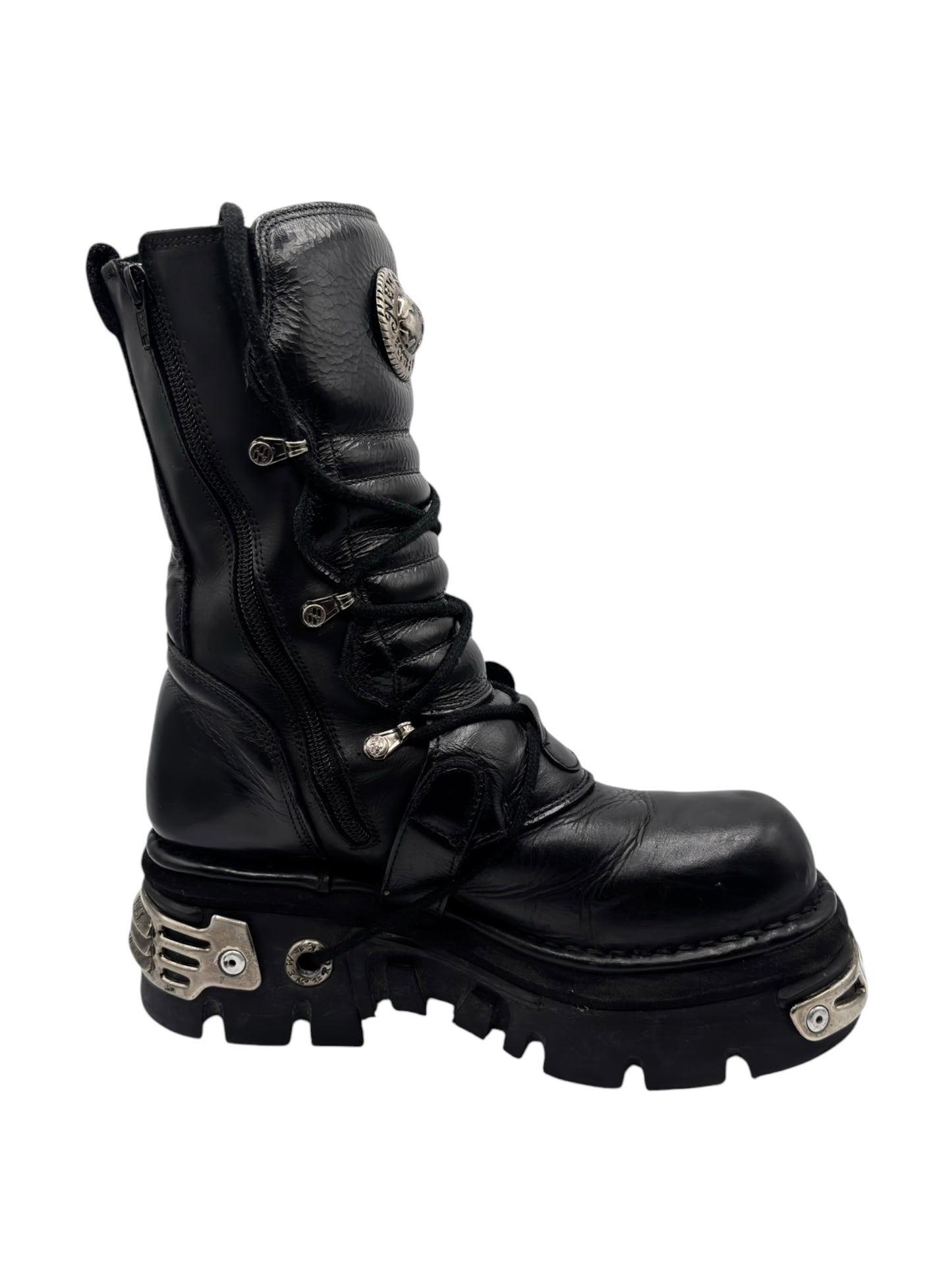 Vintage New Rock reactor mid-calf leather boots