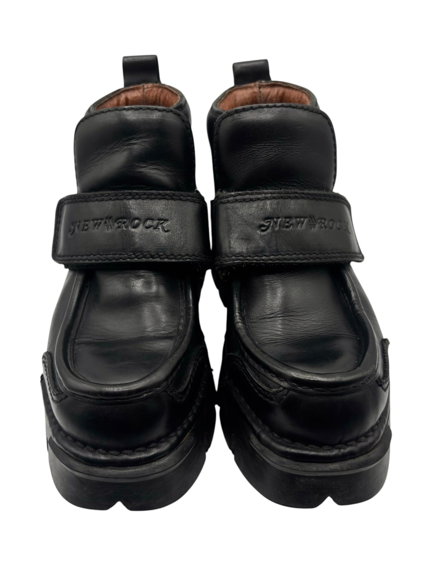 Vintage New Rock leather velcro strap platform boots
