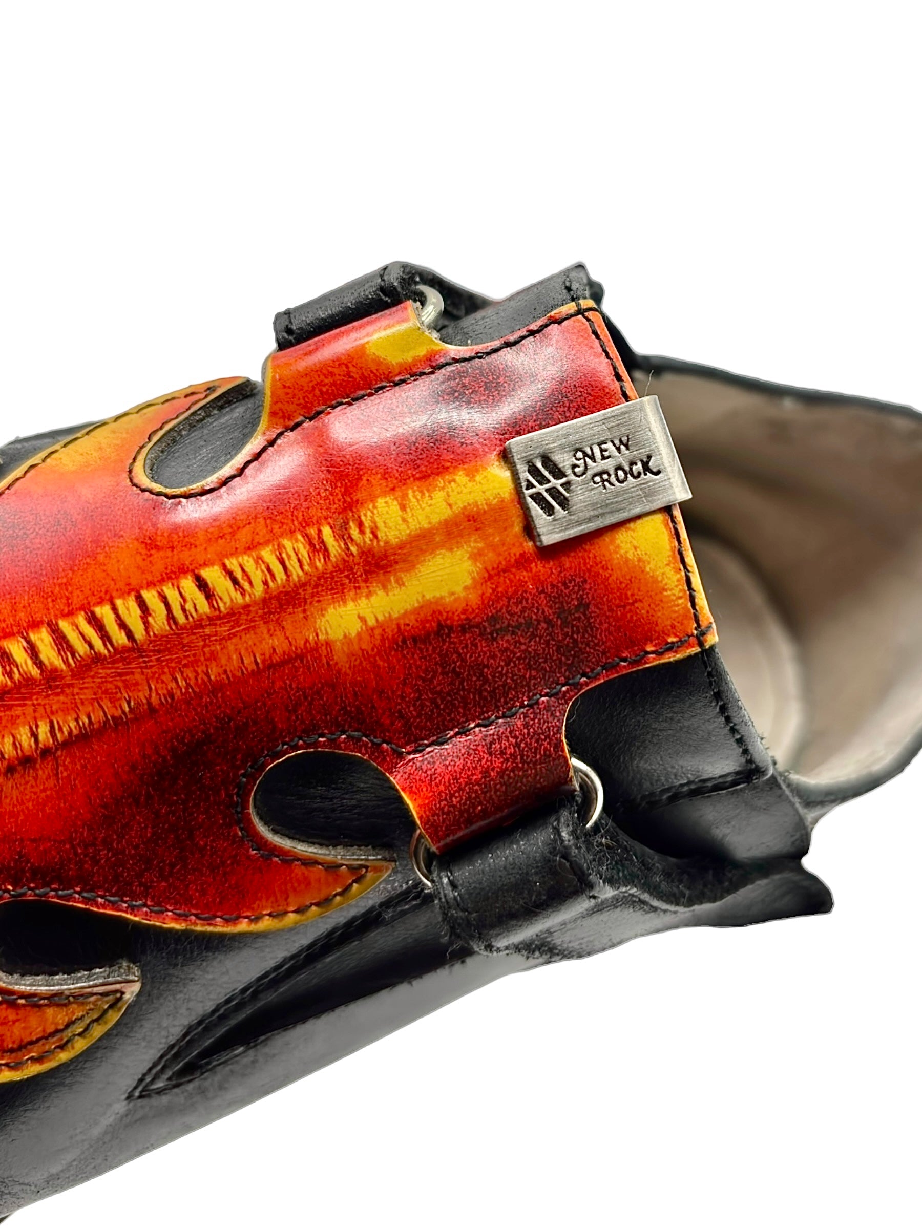 Vintage New Rock leather flame heels size 37