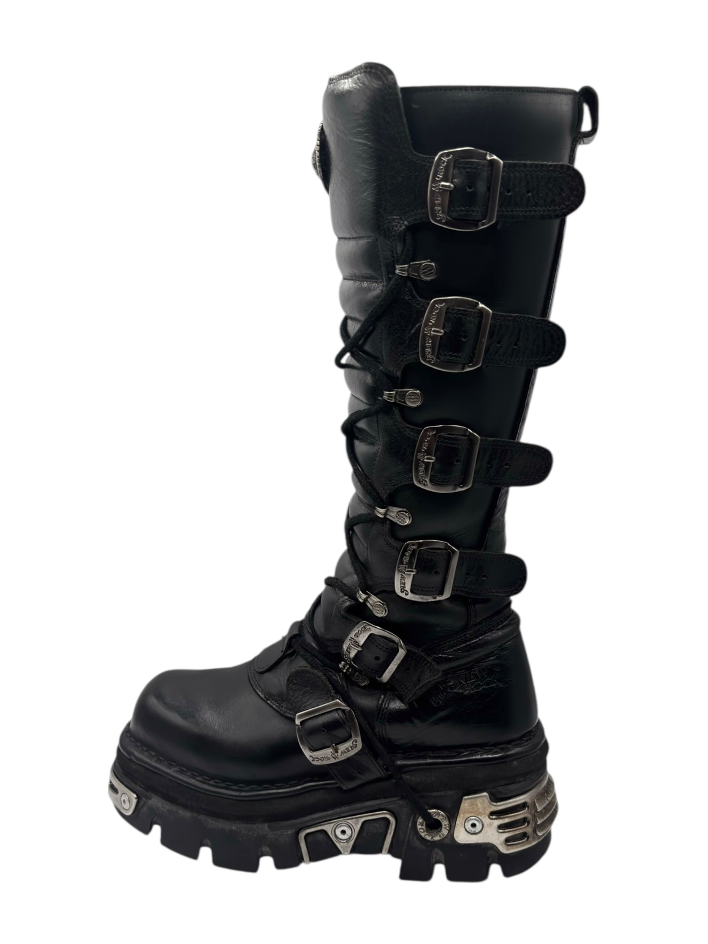 Vintage New Rock knee high reactor leather boots size 38