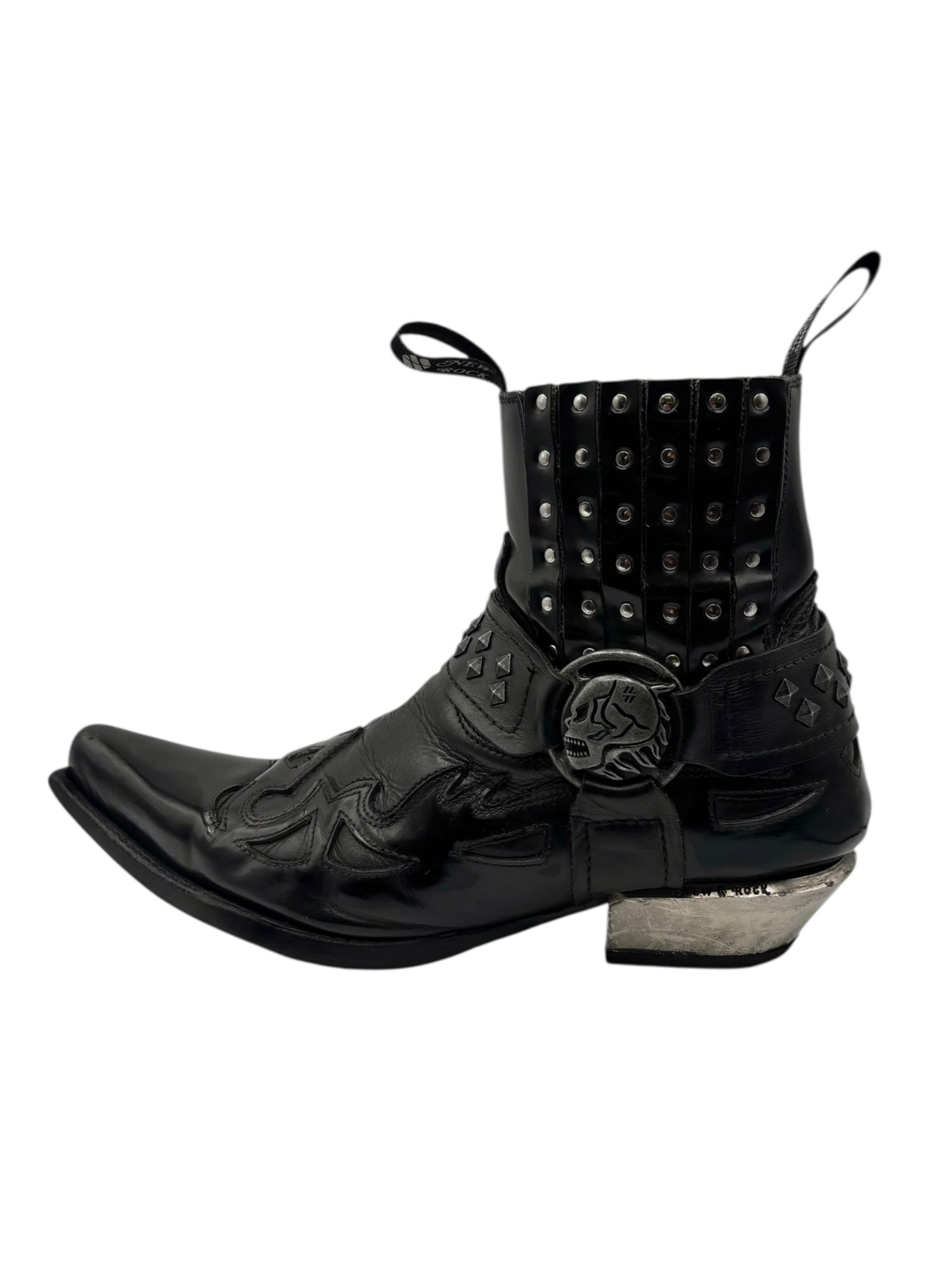 Vintage New Rock black leather cowboy boots size 45