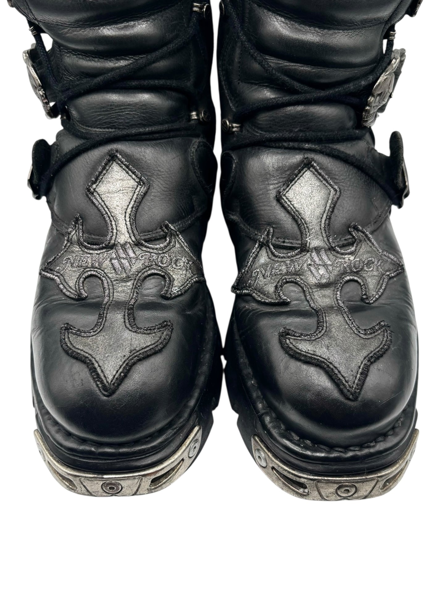 Vintage New Rock cross reactor leather platform boots size 44