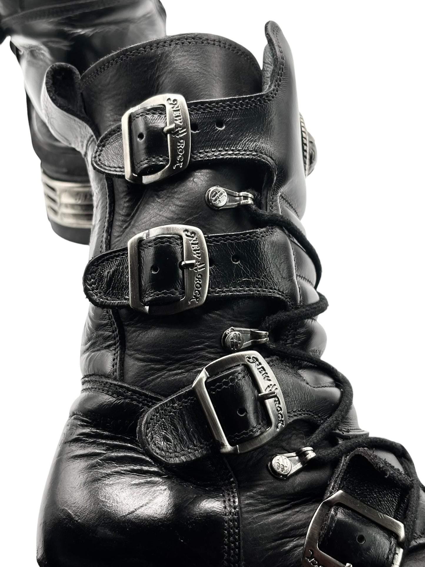 Vintage New Rock reactor mid-calf leather boots