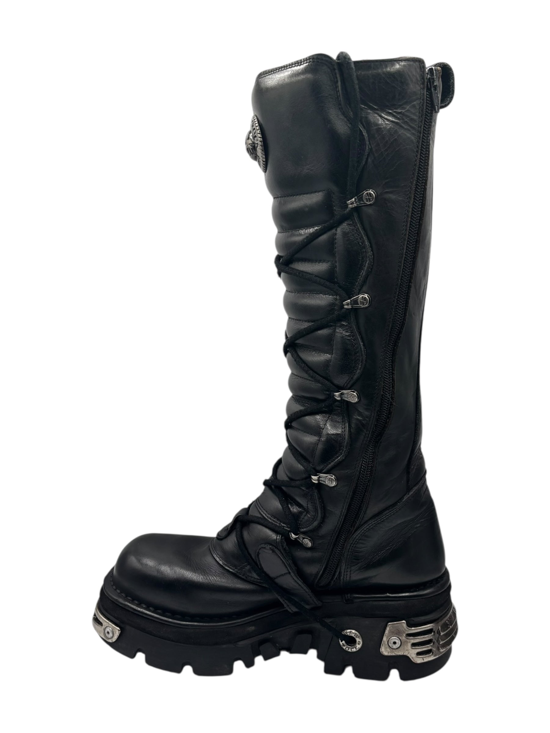 Vintage New Rock knee high reactor leather boots size 42