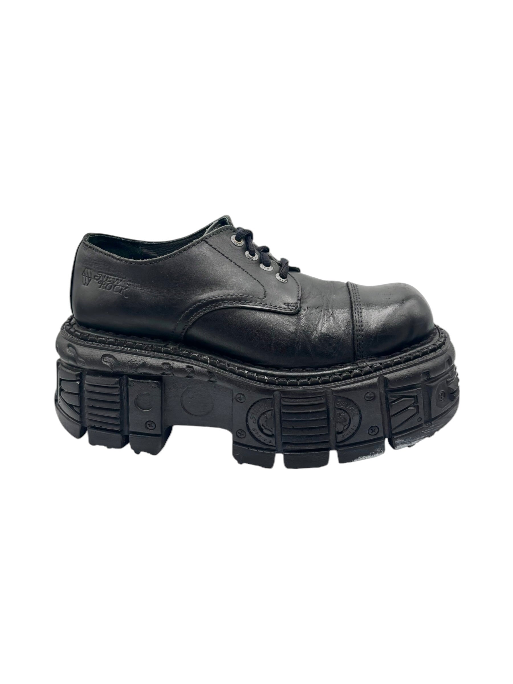 Vintage New Rock techno leather platform boots size 43