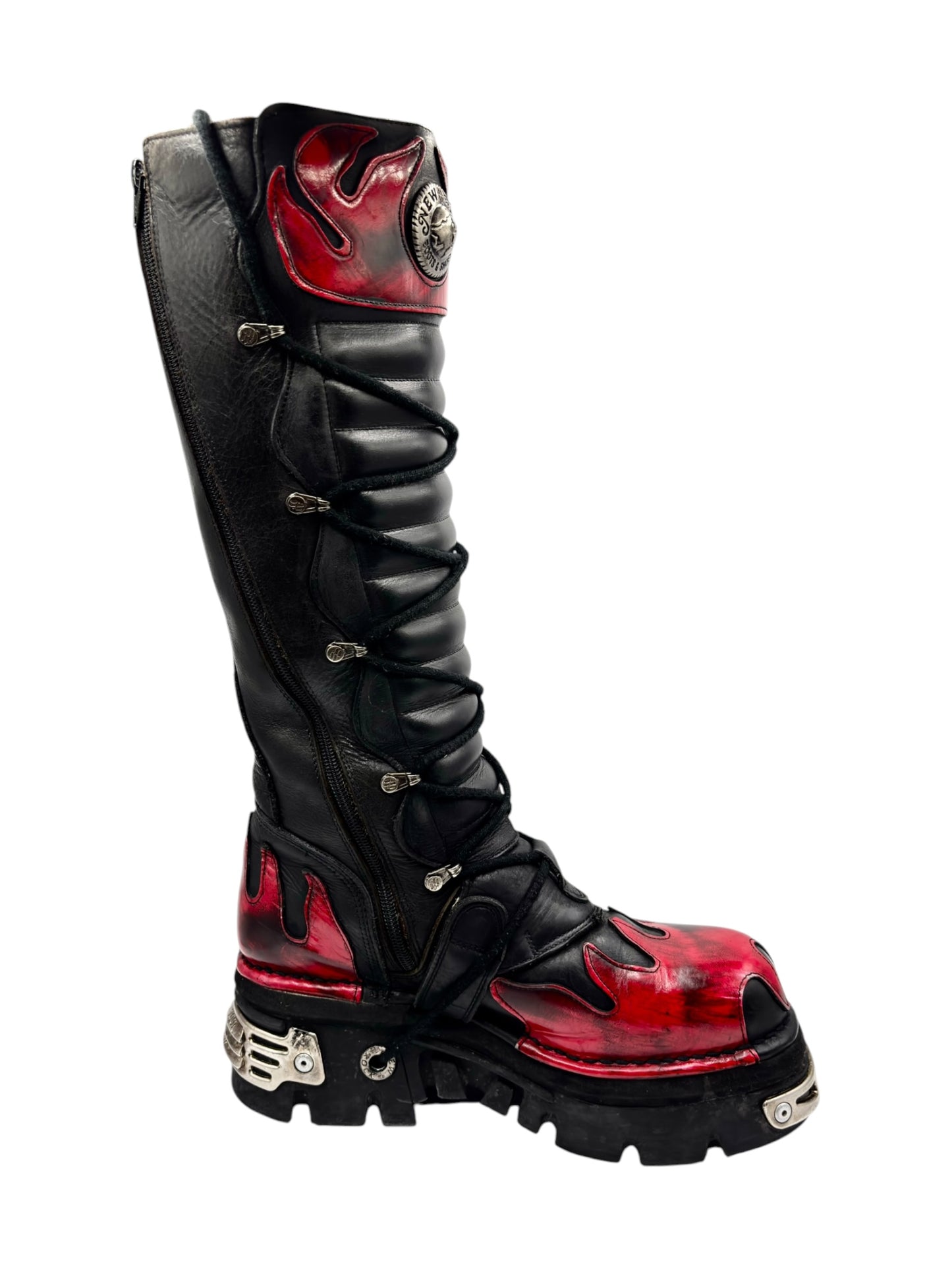 Vintage New Rock knee high ruby reactor leather boots