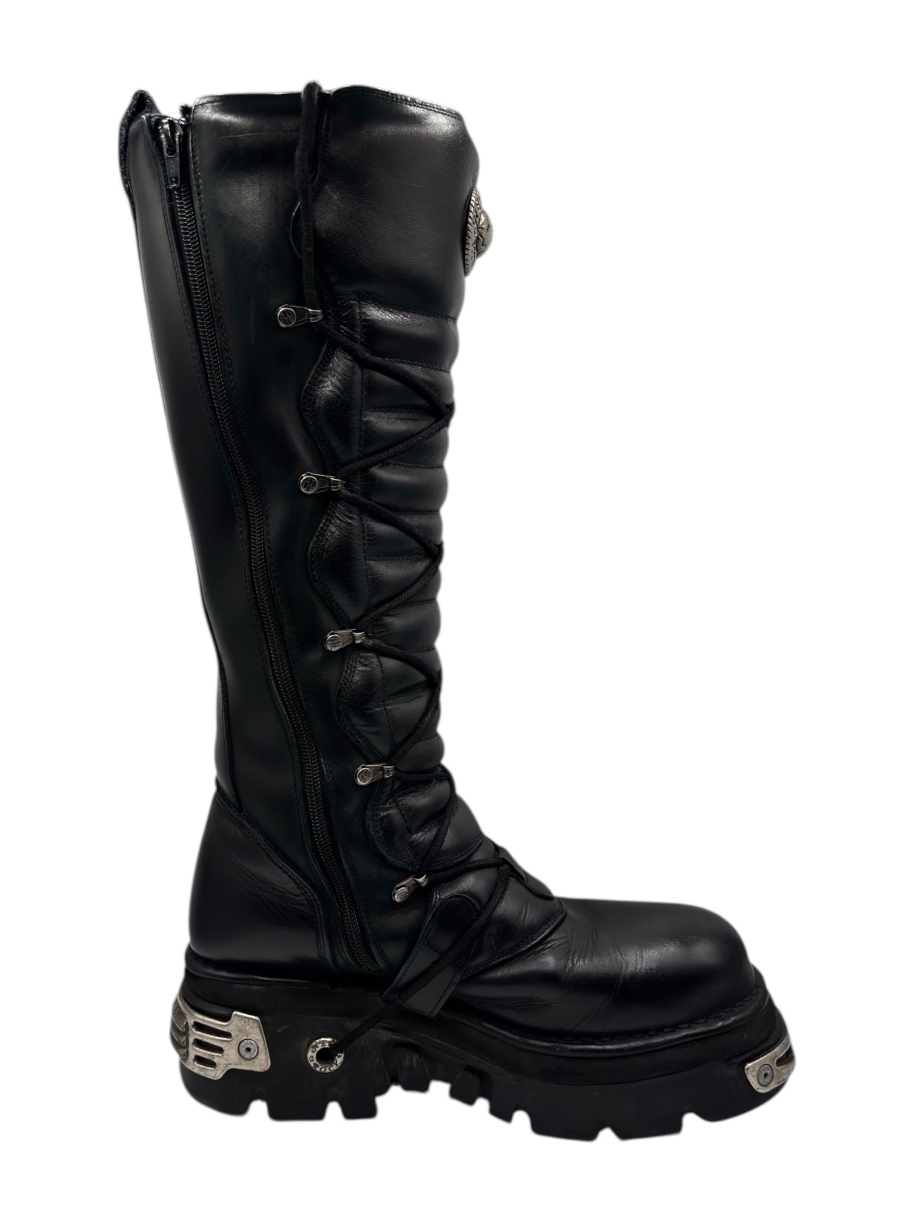 Vintage New Rock knee high reactor leather boots size 44