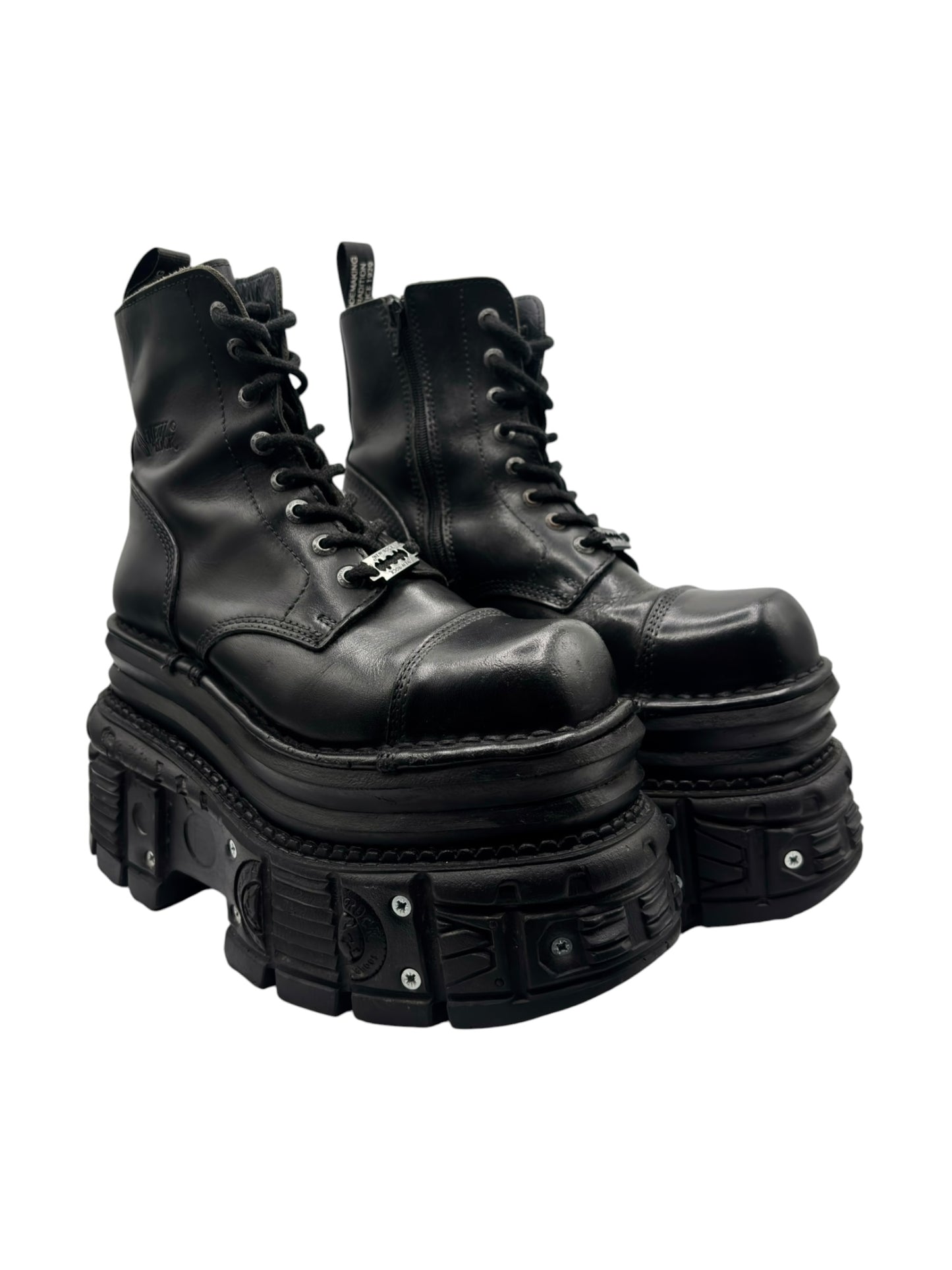 New Rock mega platform techno leather boots