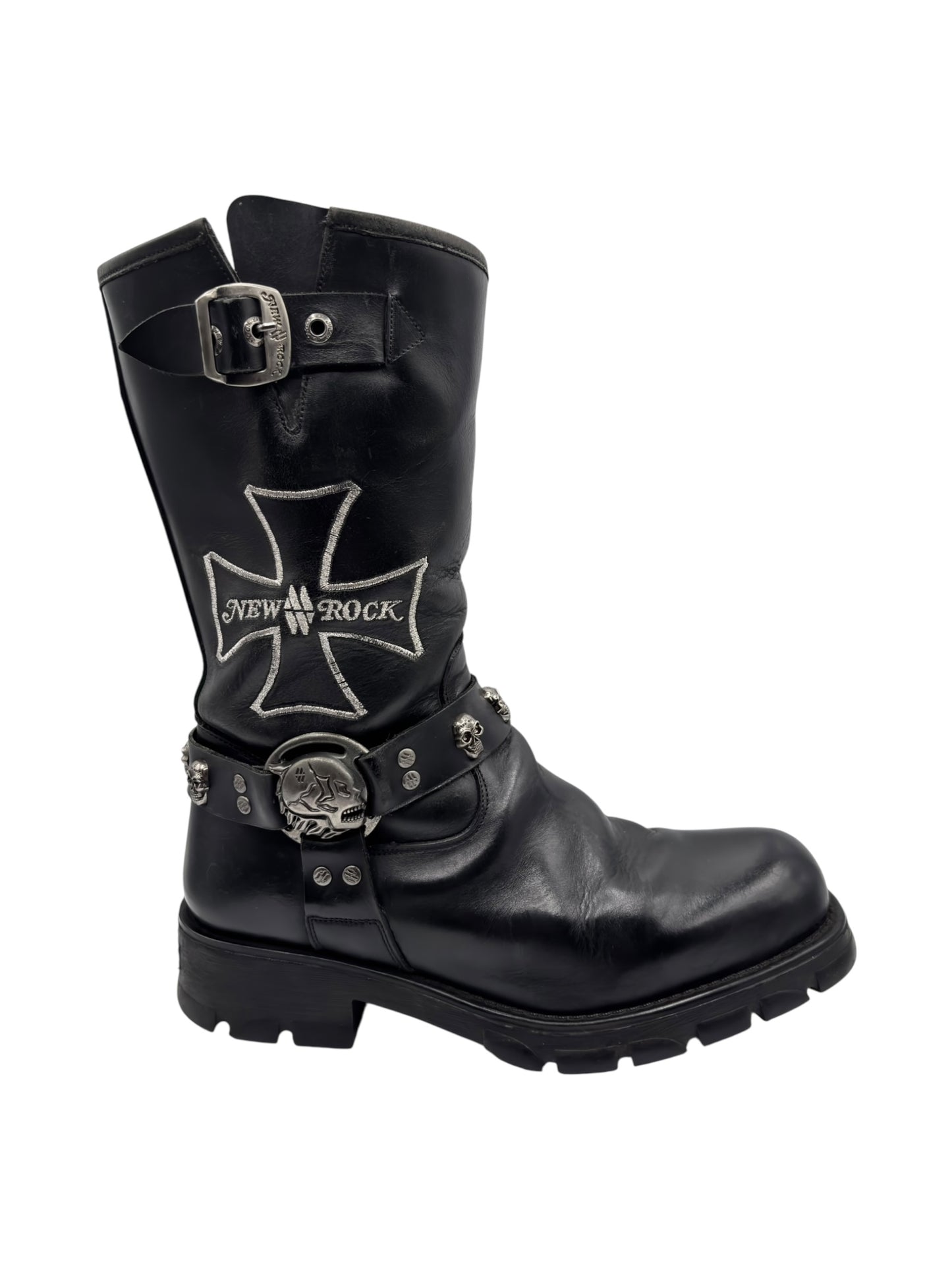 Vintage New Rock leather biker boots size 43
