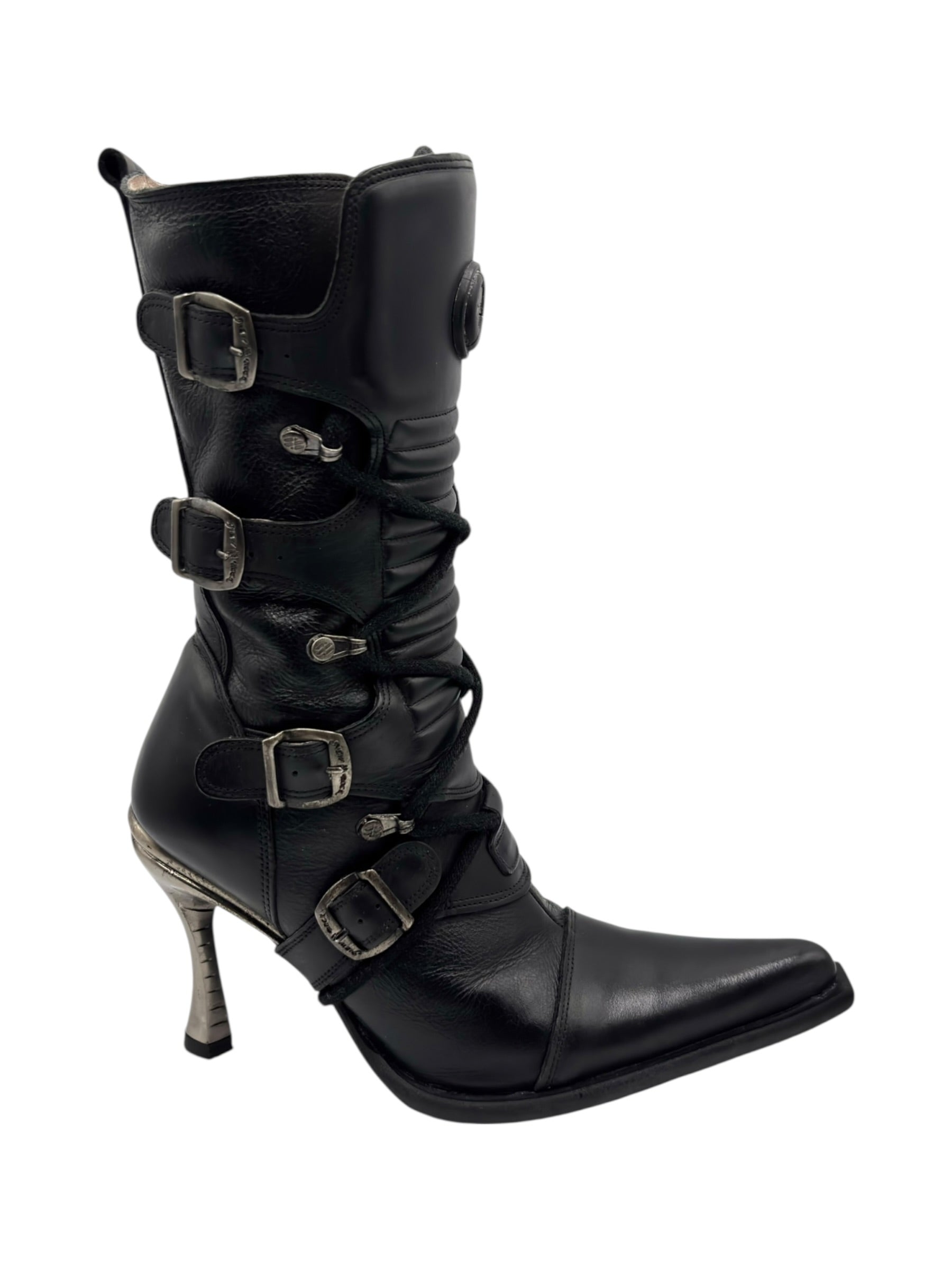 Vintage New Rock biker heels size 38