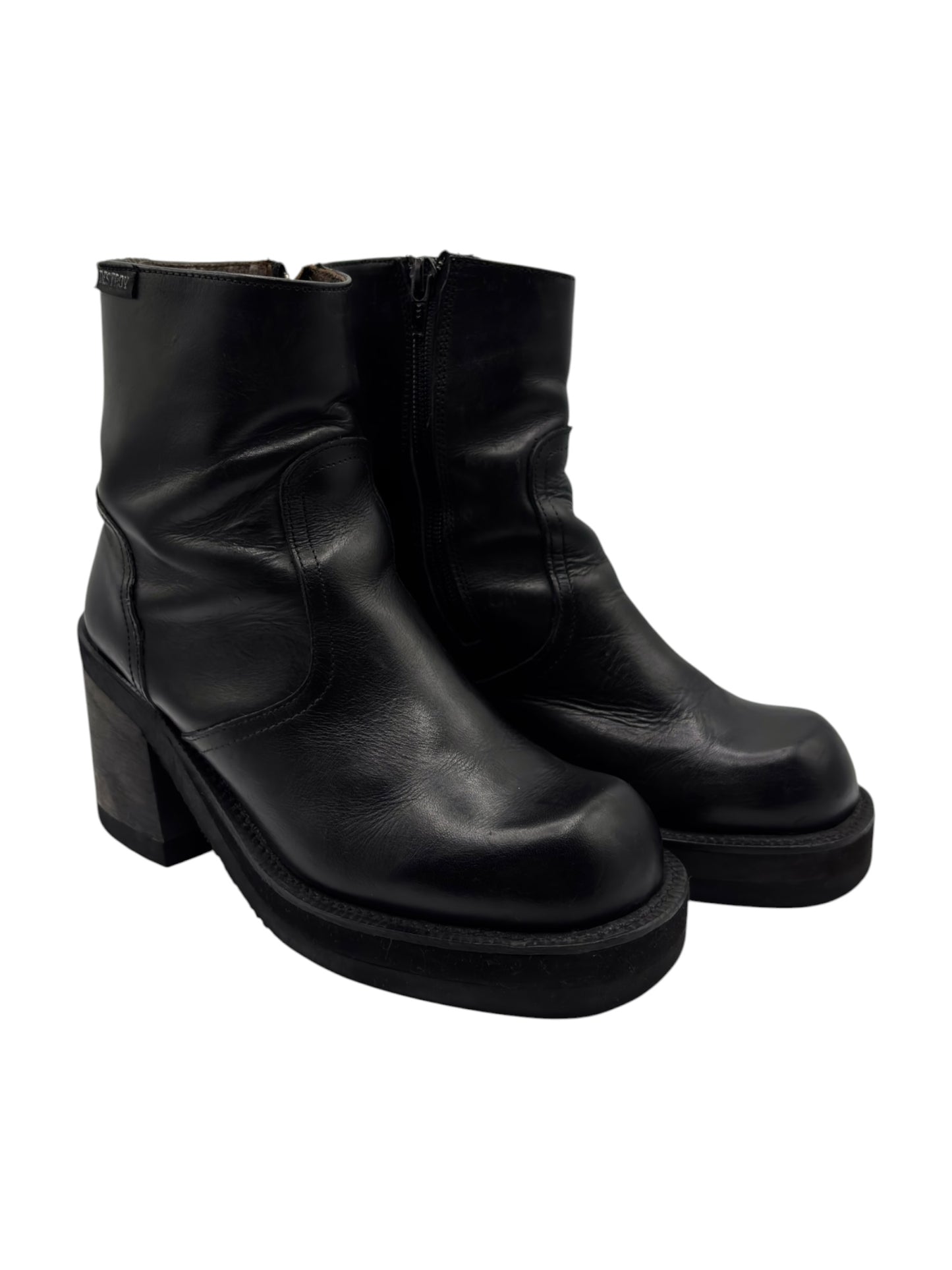 Vintage Destroy black block platform leather boots