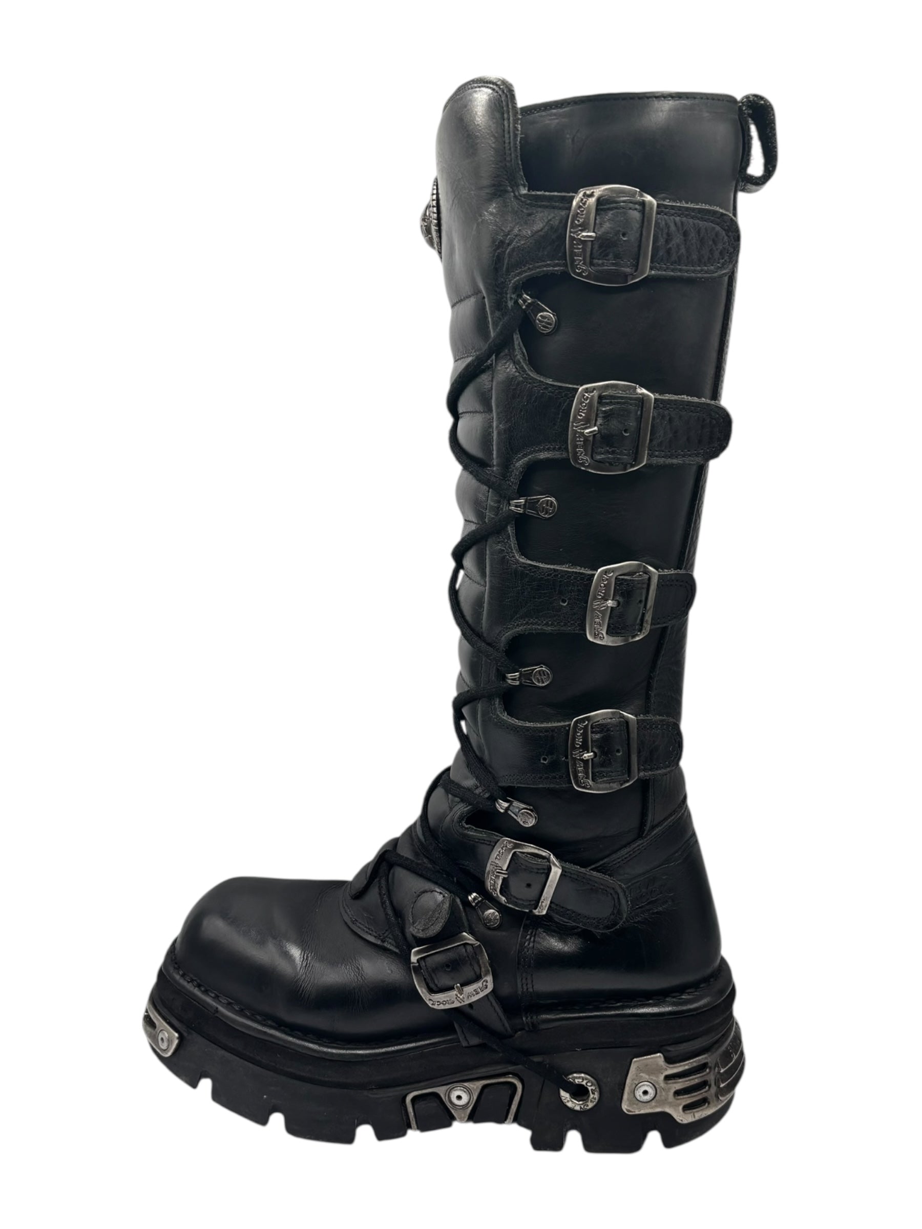 Vintage New Rock knee high reactor leather boots size 42
