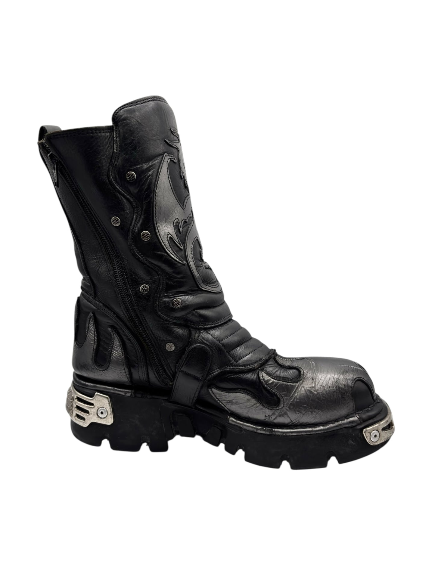 Vintage New Rock grey flame dragon reactor boots size 44