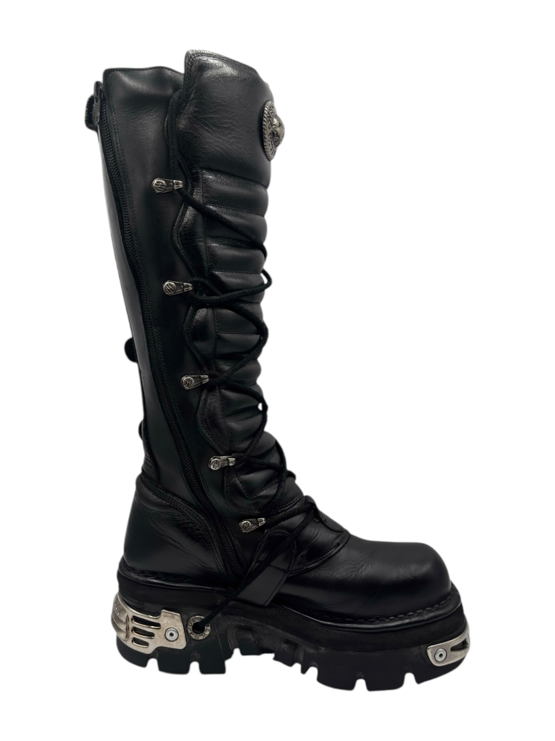 Vintage New Rock knee high reactor leather boots size 38