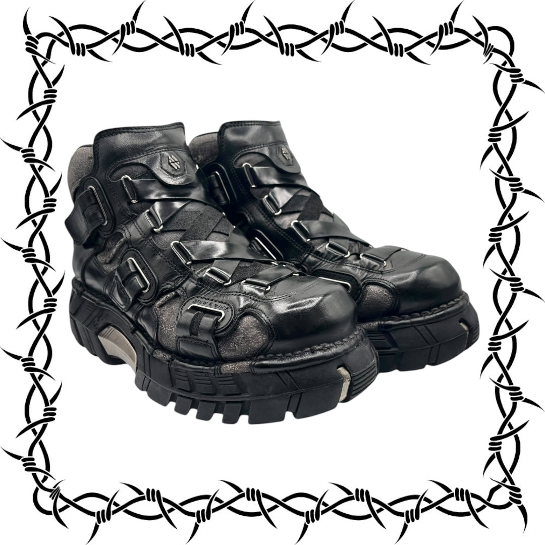 RARE vintage New Rock techno platform boots size 43