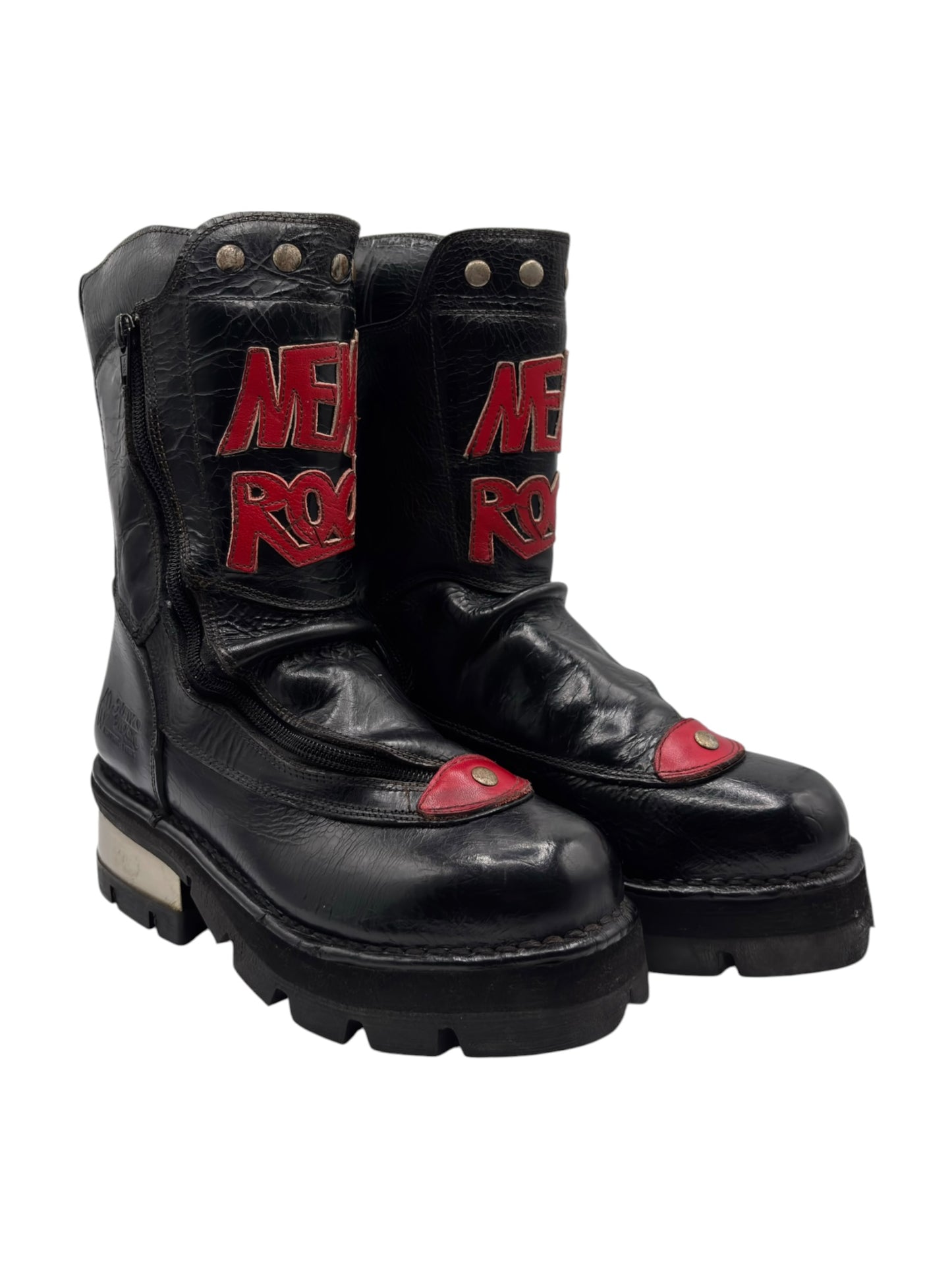 Vintage New Rock raised-heel mid-calf leather boots
