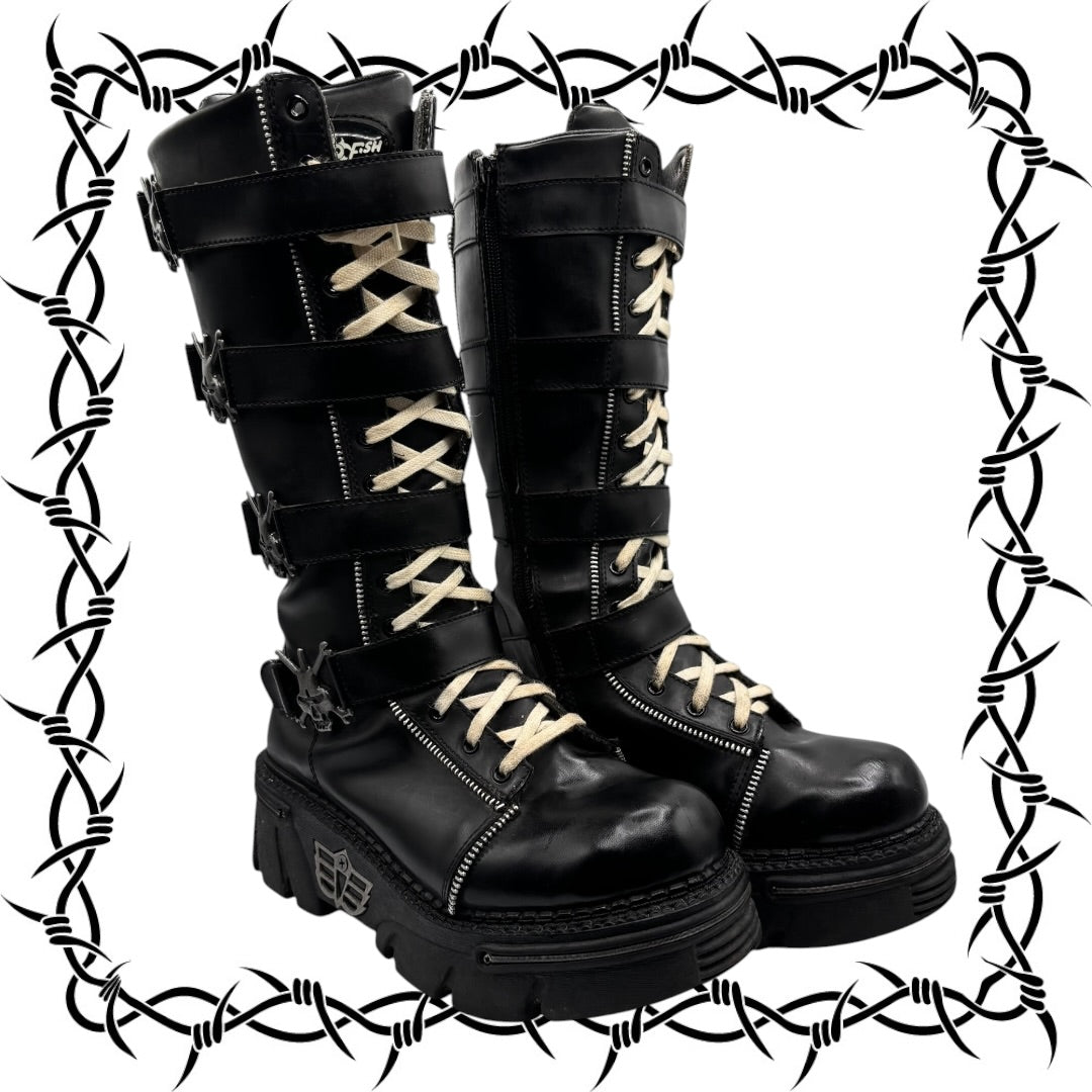 Vintage Mad Fish knee high platform leather boots