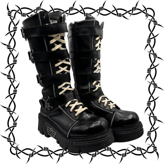 Vintage Mad Fish knee high platform leather boots