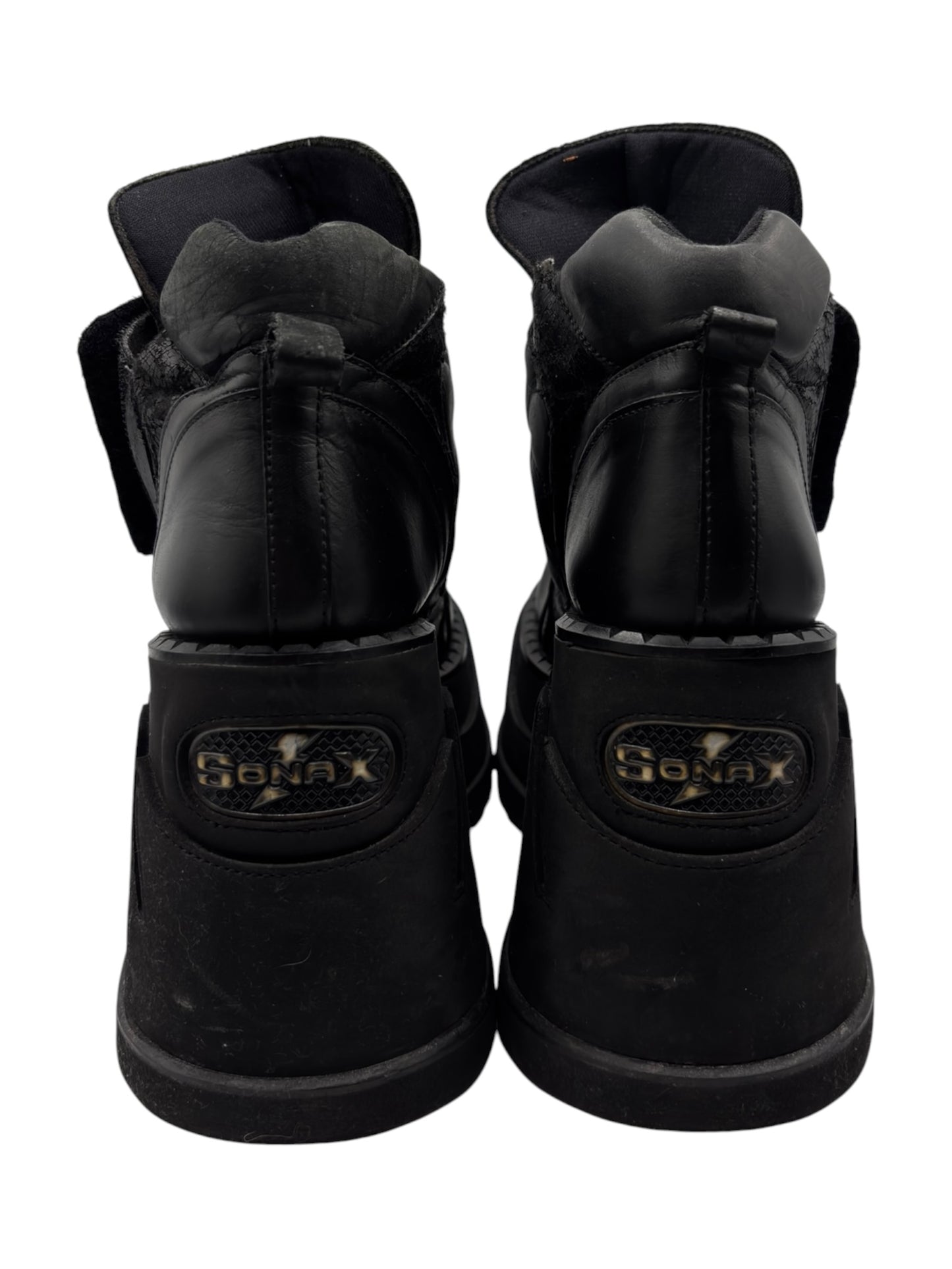 Vintage Sonax black leather platform boots